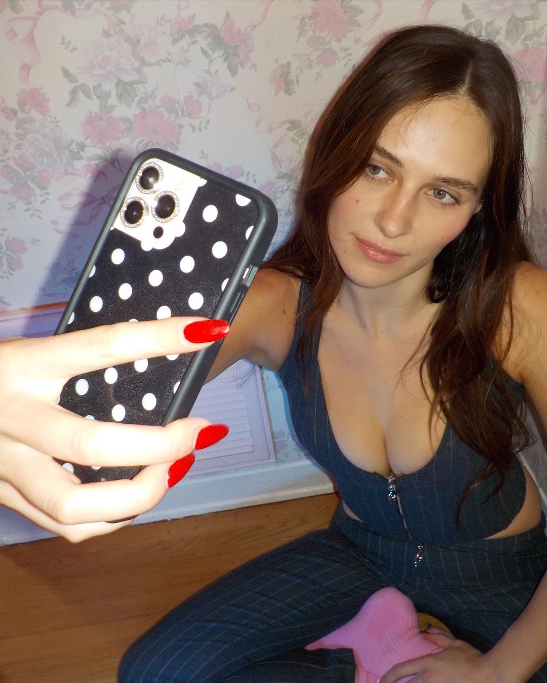 Lifestyle Image 02 Black and White Polka Dot iPhone Case 
