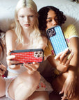 Lifestyle Image 03 Blue Gingham Hearts iPhone Case