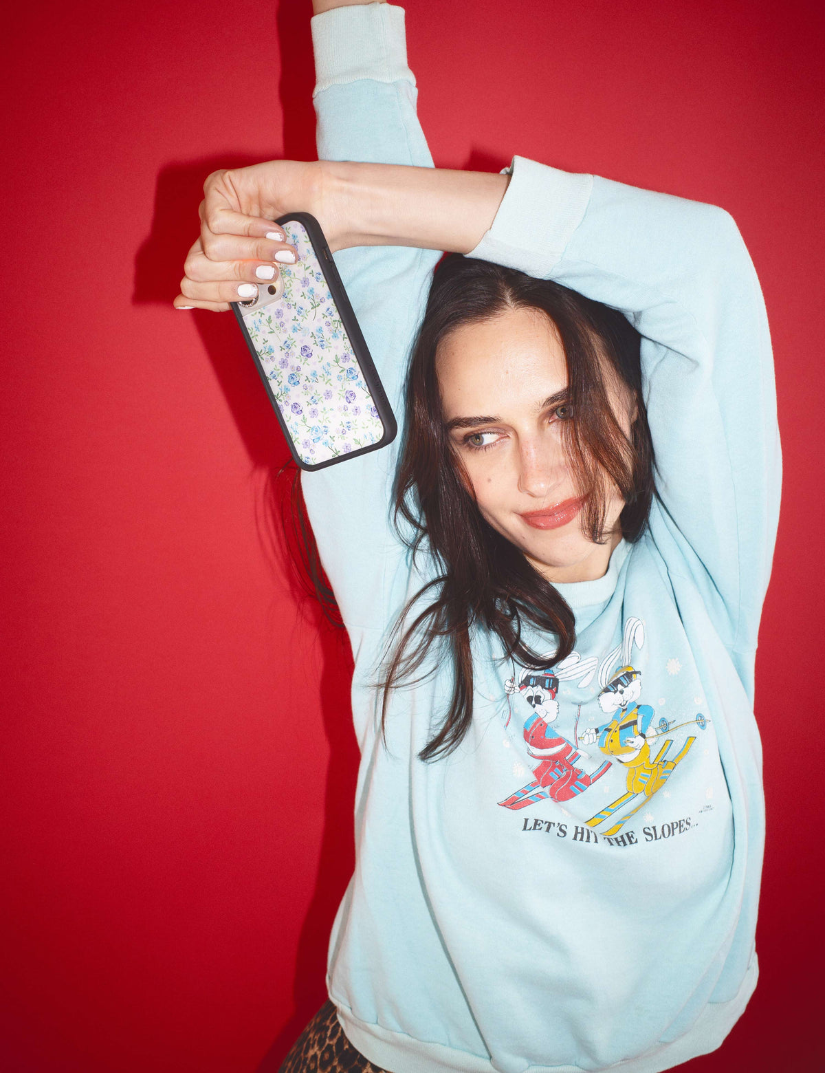 Lifestyle Image 02 Lilac and Blue Floral iPhone Case