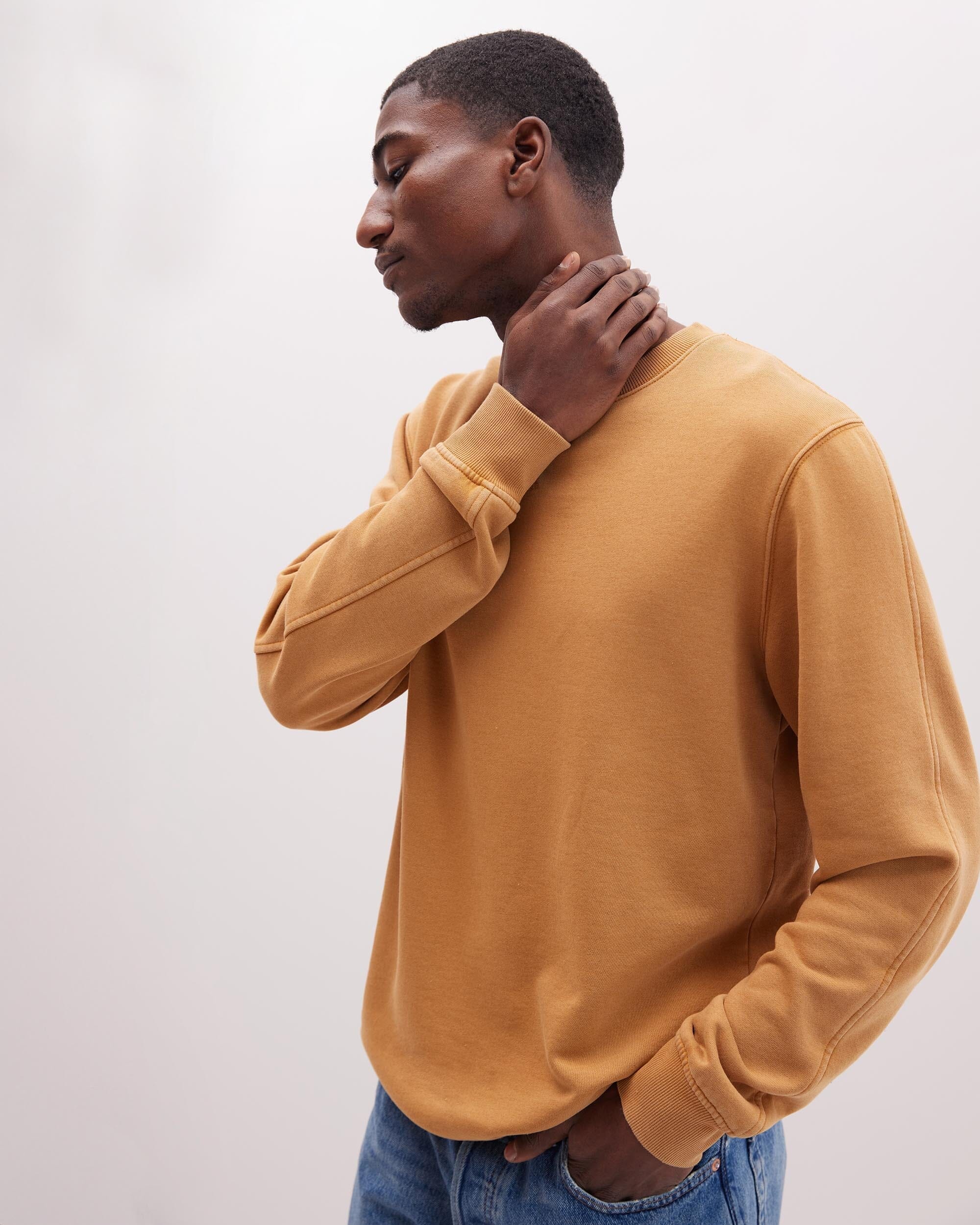 Richer Poorer - Mens Recycled Fleece Sweatshirt - Mineral Gold Spice - MINERAL GOLD SPICE