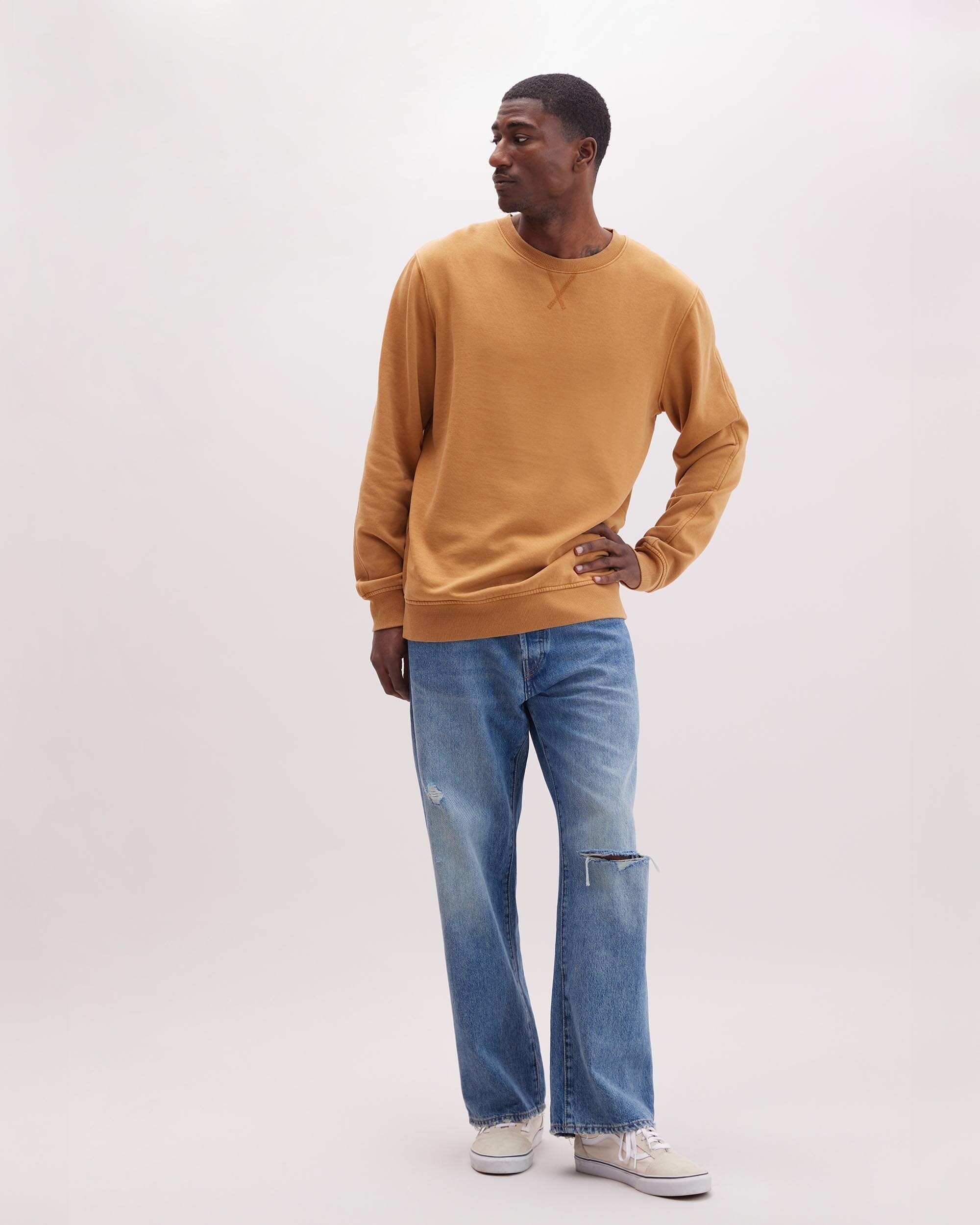 Richer Poorer - Mens Recycled Fleece Sweatshirt - Mineral Gold Spice -