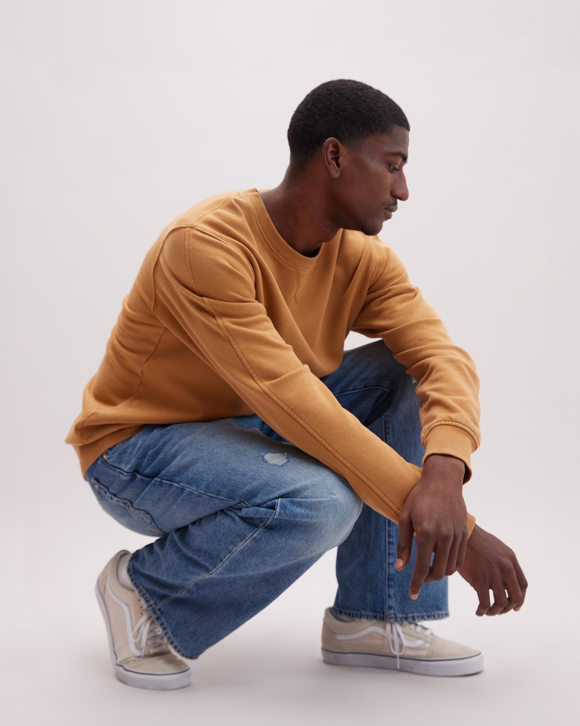 Richer Poorer - Mens Recycled Fleece Sweatshirt - Mineral Gold Spice -