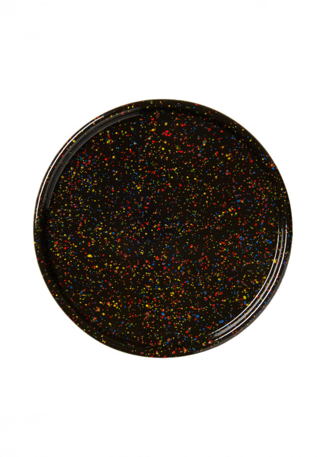 Rainbow Falls Round Tray - Black