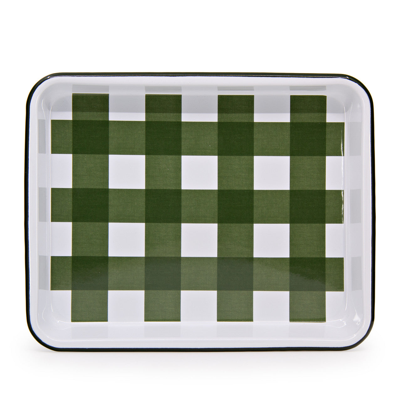 Crow Canyon Home - Max Humphrey x CCH Gingham Small Rectangle Tray - Forest Green -