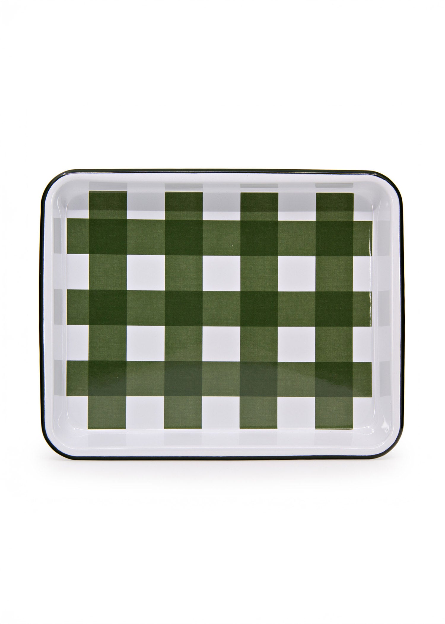 Crow Canyon Home - Max Humphrey x CCH Gingham Small Rectangle Tray - Forest Green -