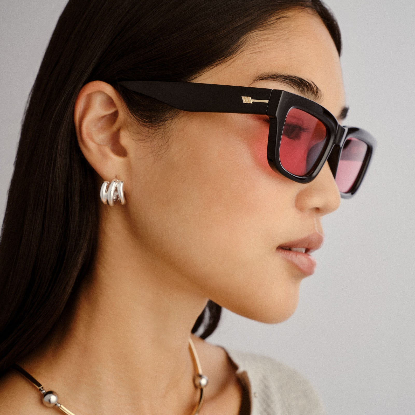 Le Specs - Le Castle Sunglasses - Black/Crimson -