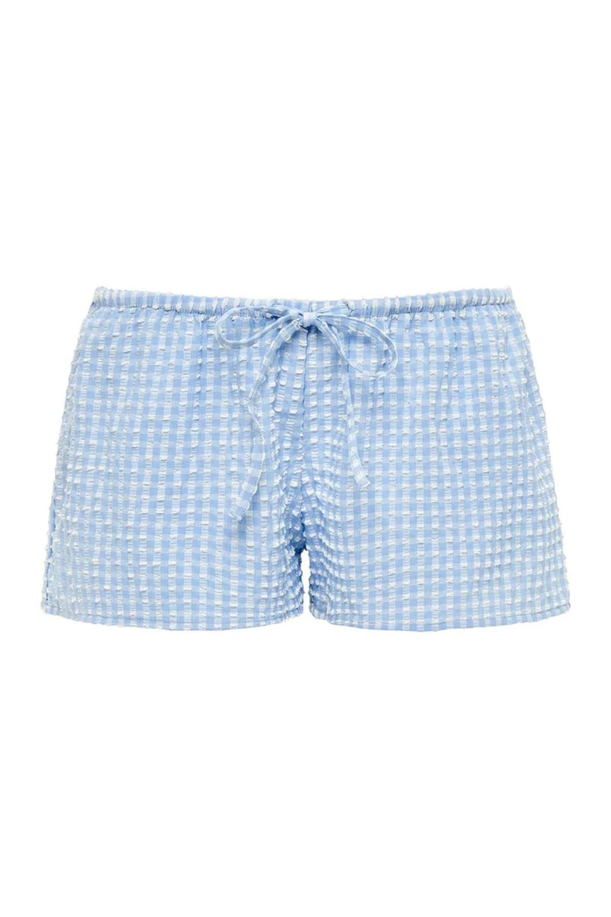 Montce - Peri Micro Gingham Low-Rise Drawstring Short -
