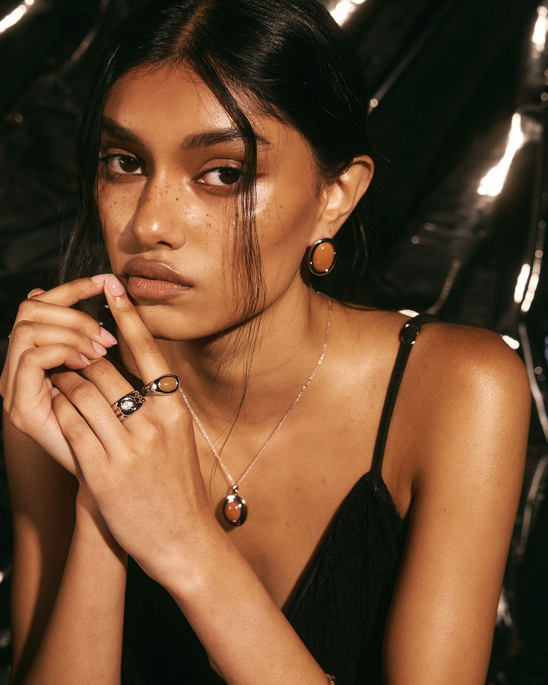 Luv Aj - Sunset Stone Studs- Red -