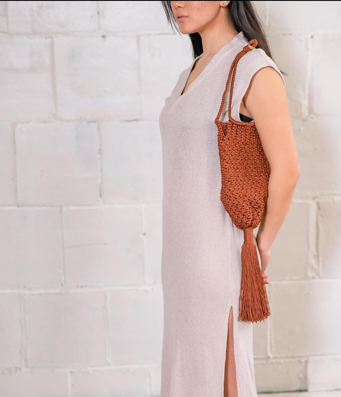 salt + umber - Lauren Silk Woven Tassle Bag -