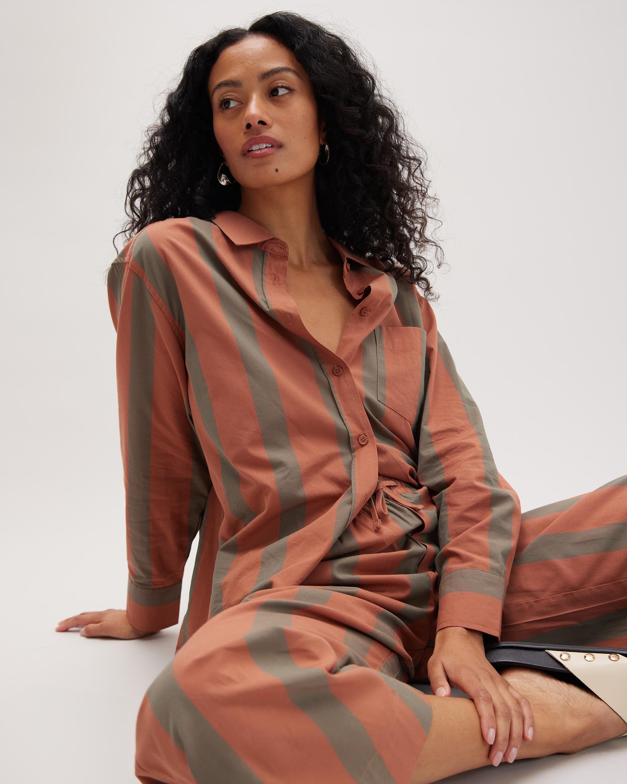 Richer Poorer - Venice Button Up Shirt - Russet Sage Stripe - RUSSET SAGE STRIPE