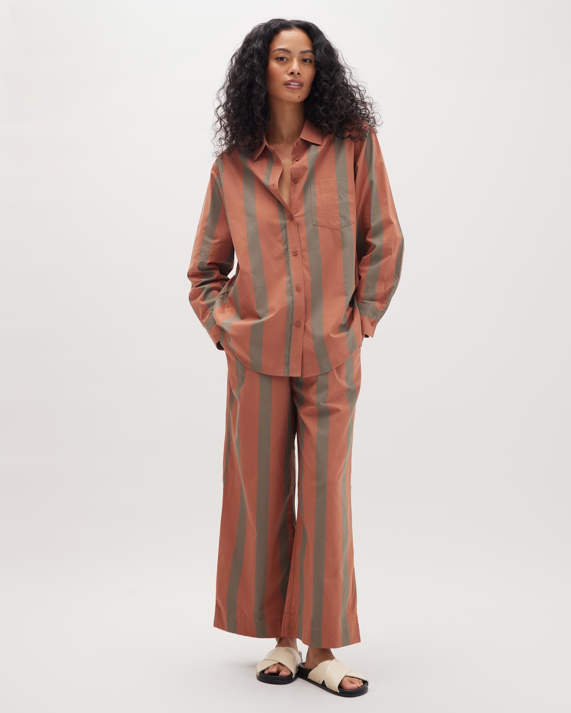 Richer Poorer - Venice Button Up Shirt - Russet Sage Stripe -