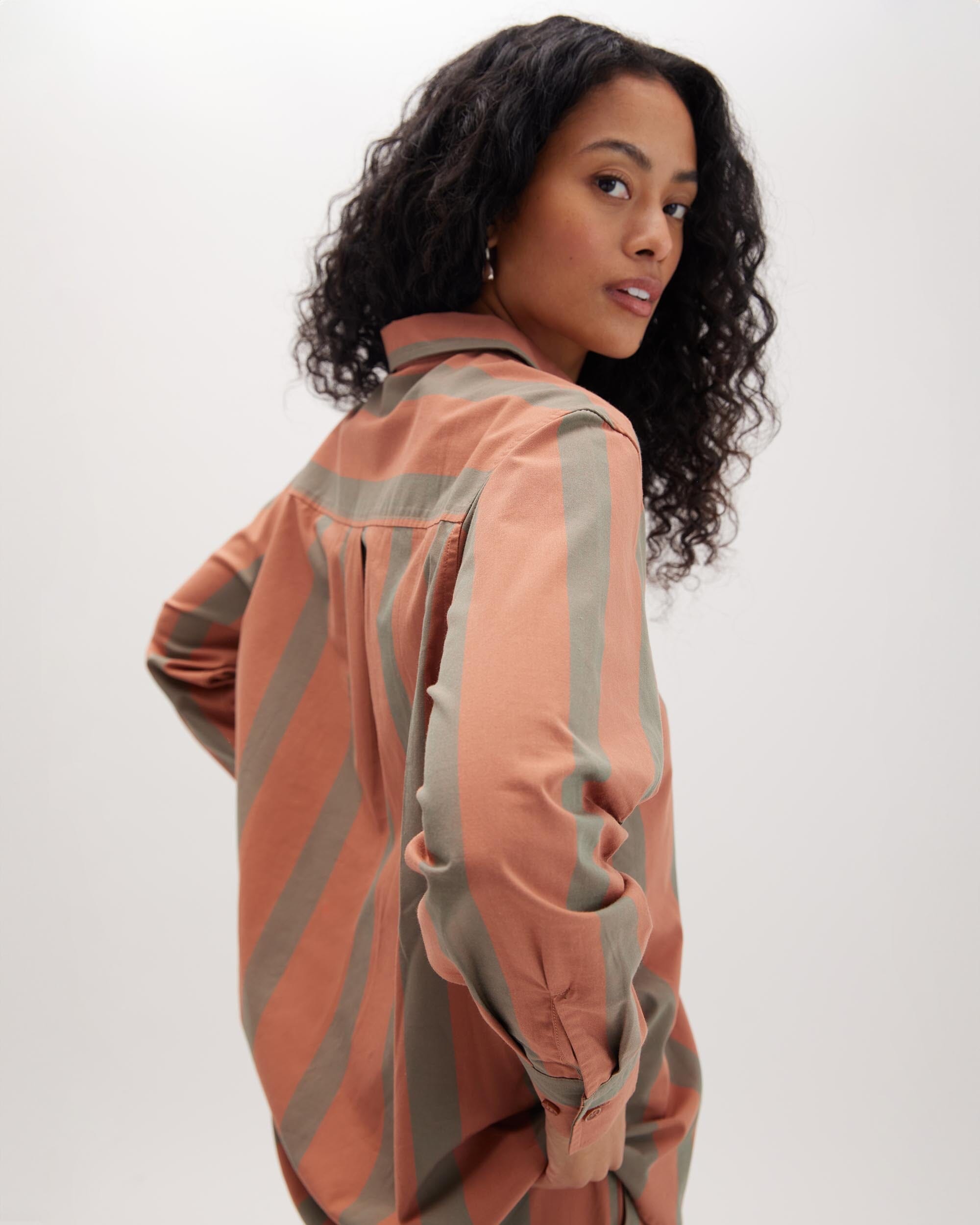 Richer Poorer - Venice Button Up Shirt - Russet Sage Stripe -