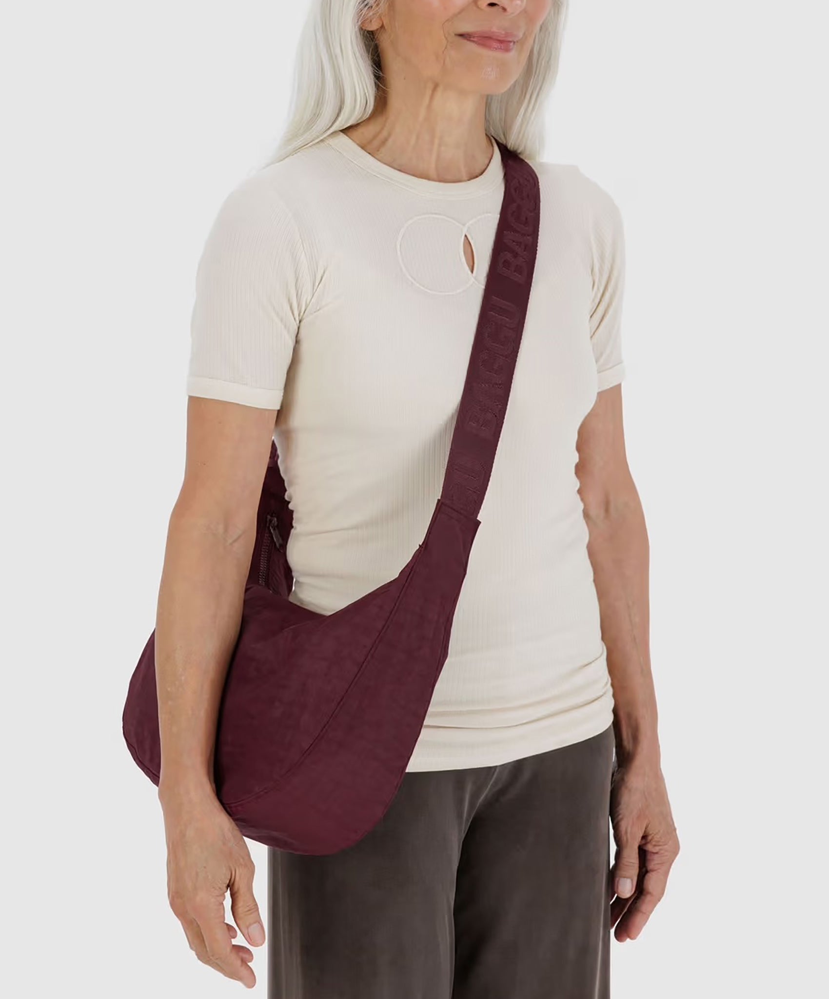 Baggu - Medium Nylon Crescent Bag - Mahogany -