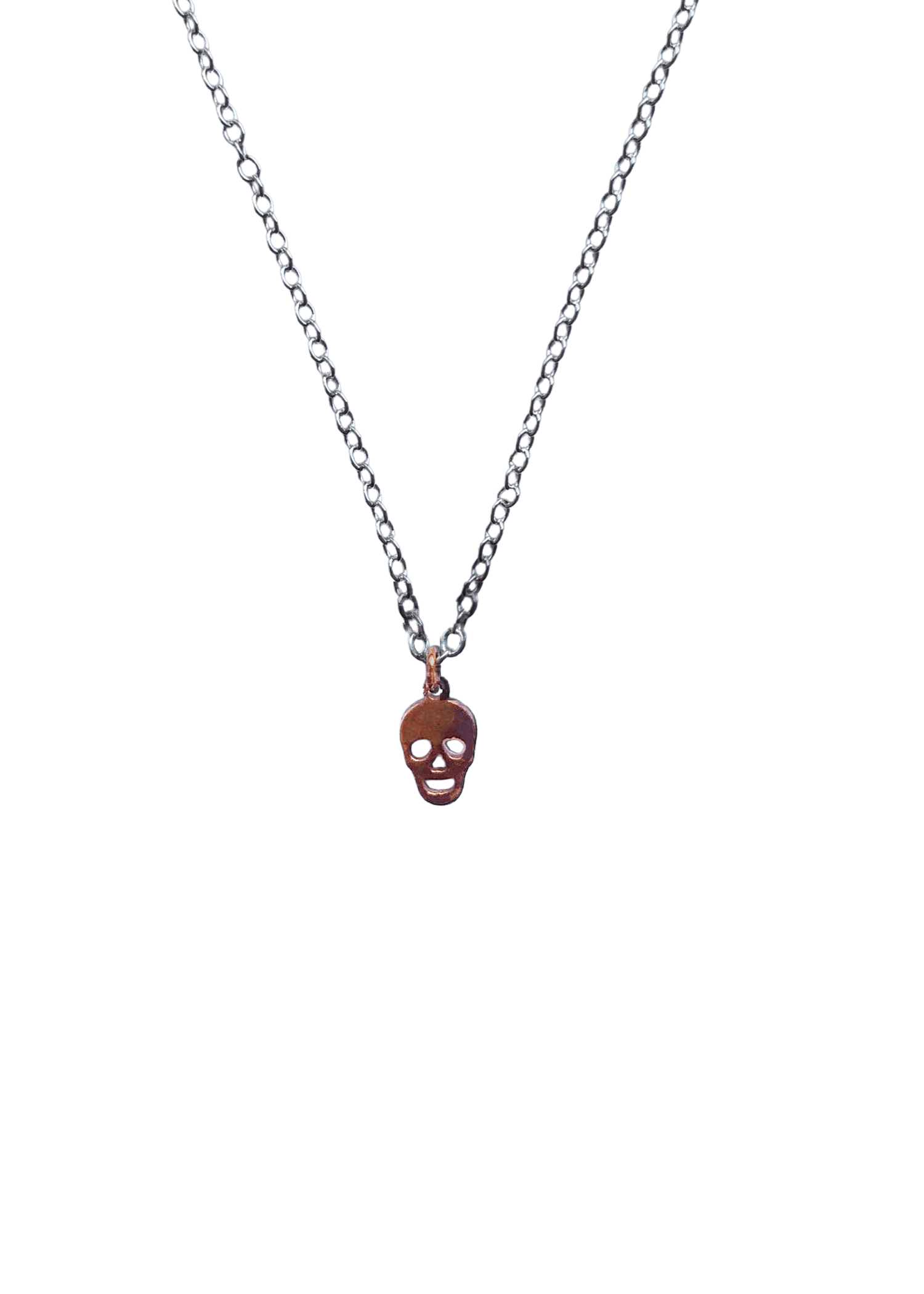Skull Charm Necklace - Silver/Rose Vermeil - offe market
