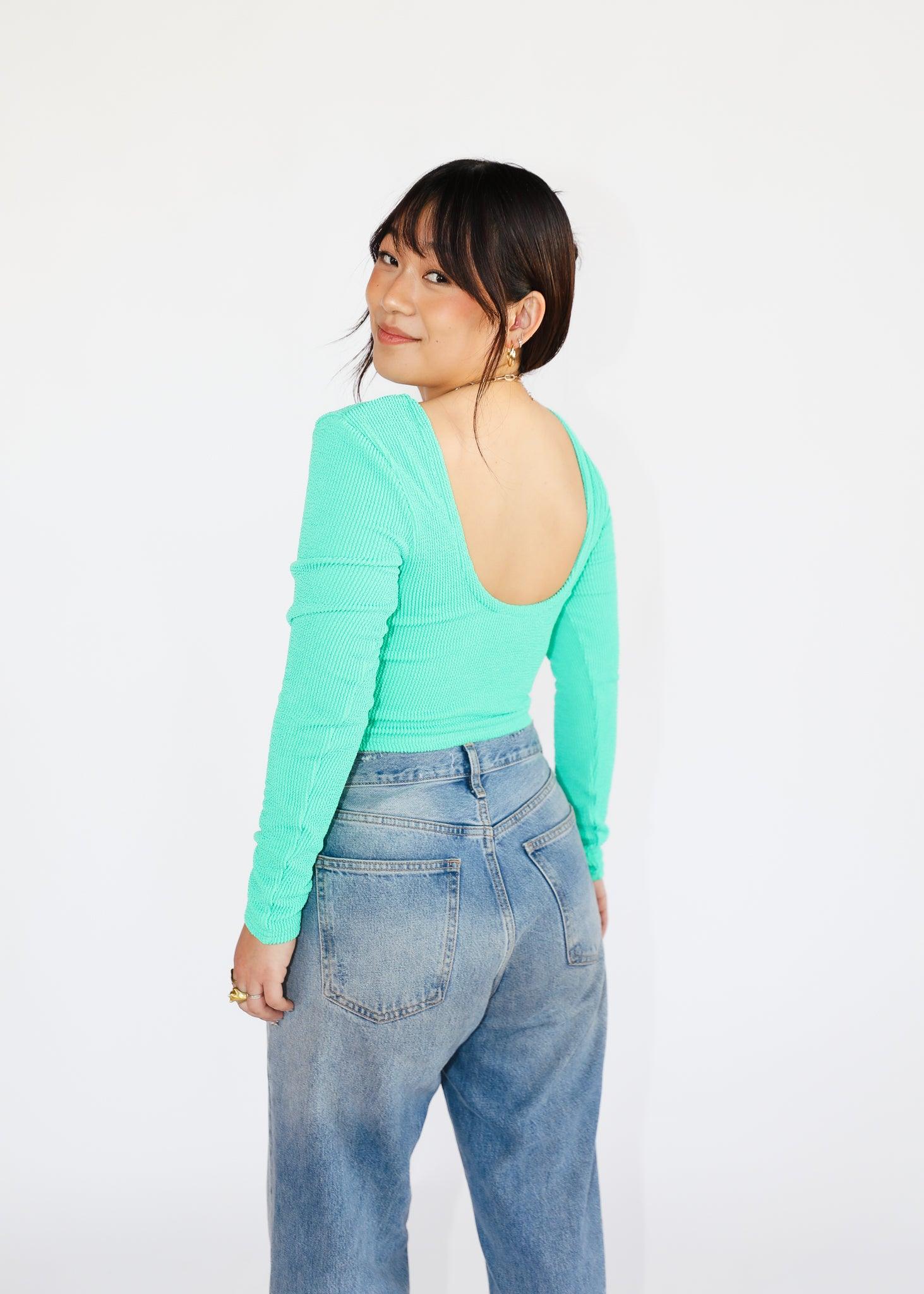 Ocean Breeze Crinkle Top - Tropical Green - offe market