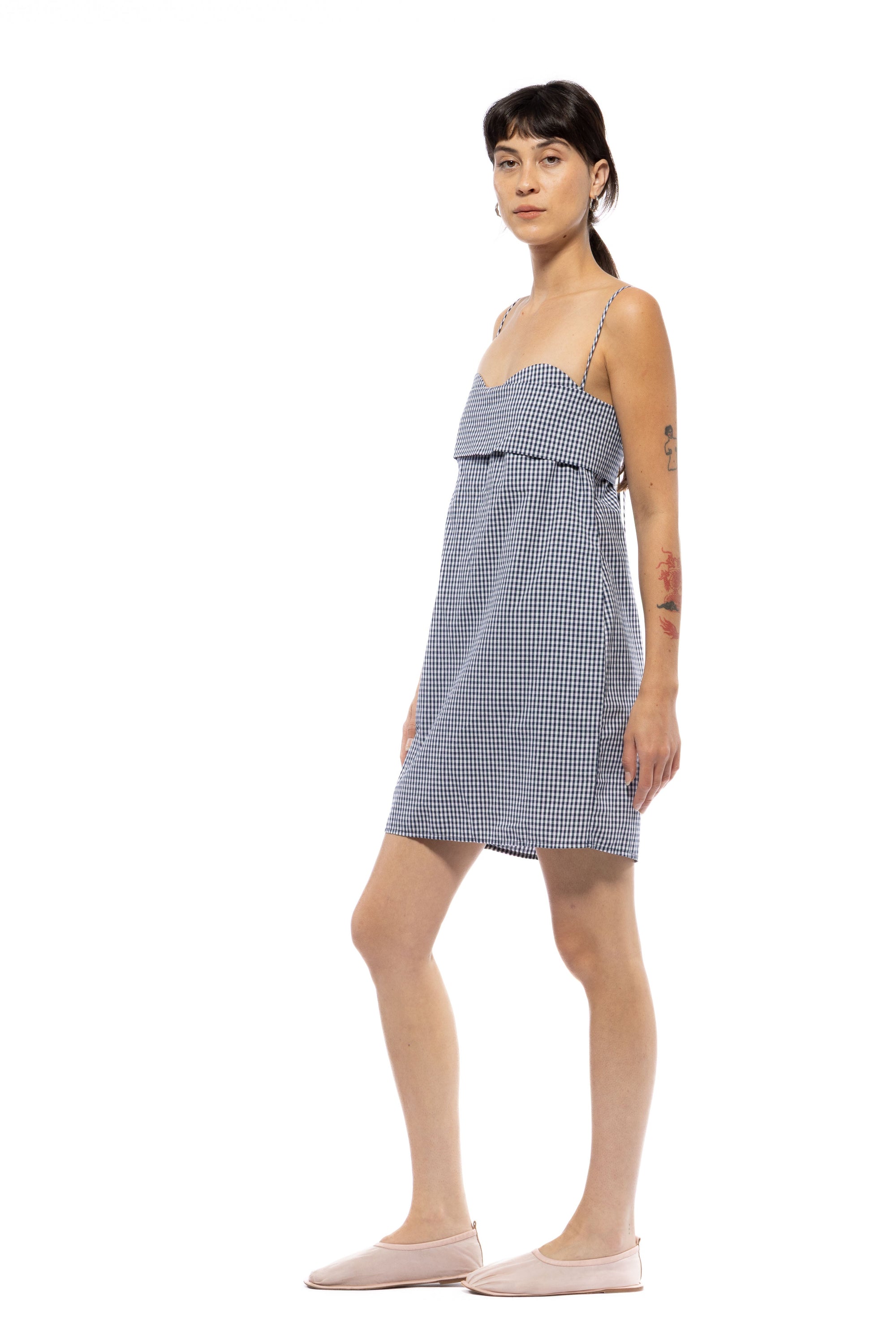 Toit Volant - Verona Dress Short - Navy White Gingham -