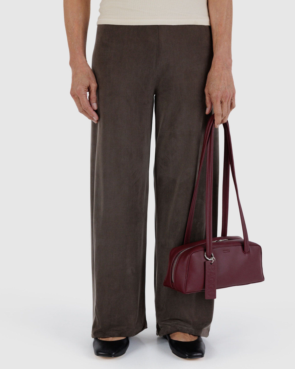 Baggu - Small Recycled Leather Bowler Bag - Mahogany -