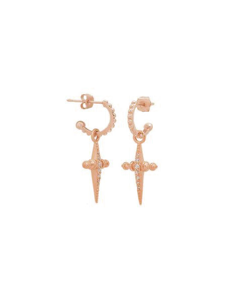 Luv Aj - Pave Mini Cross Hoops- Rose Gold - Rose Gold