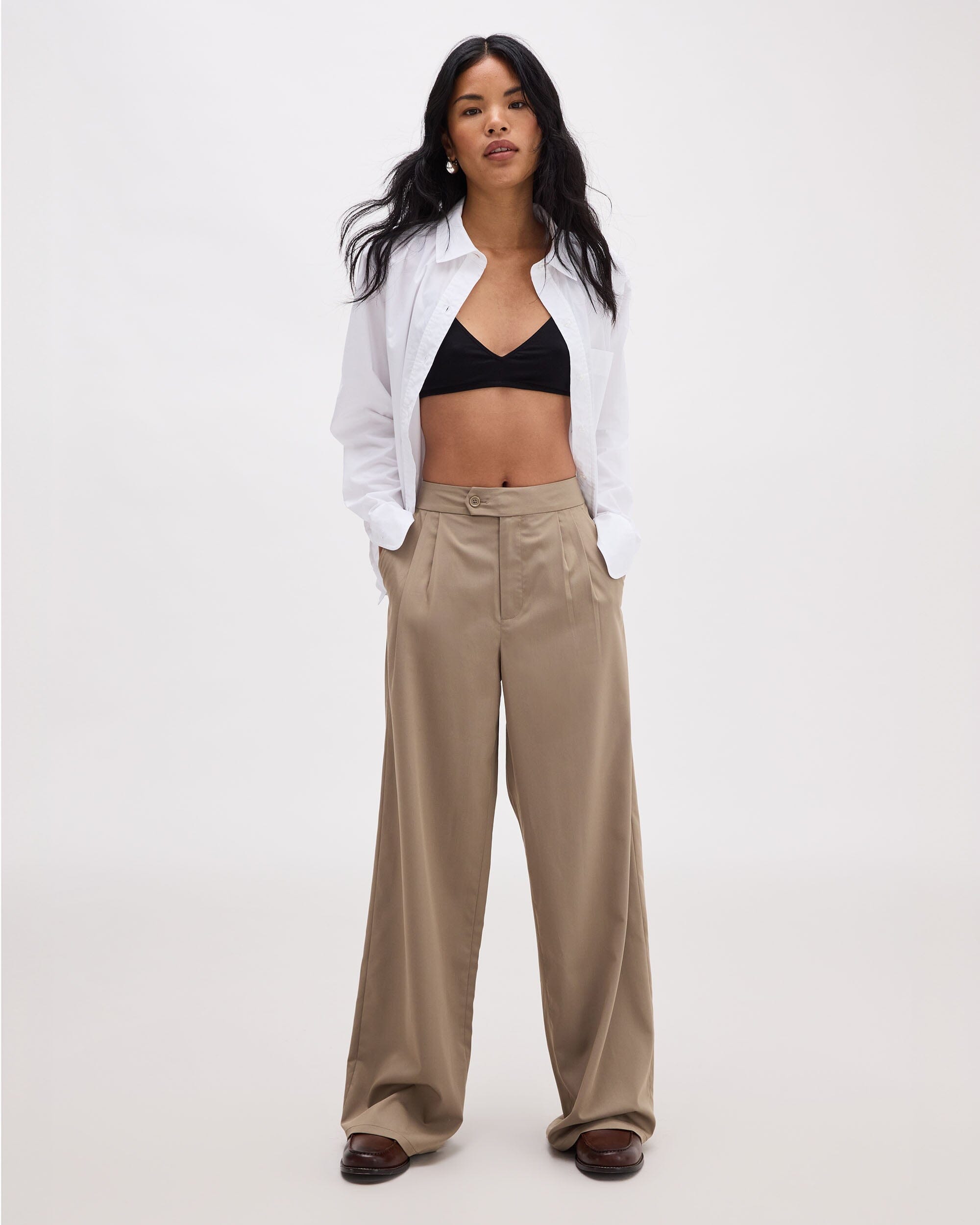 Richer Poorer - Sophia Fluid Wide Leg Trouser - Warm Grey -