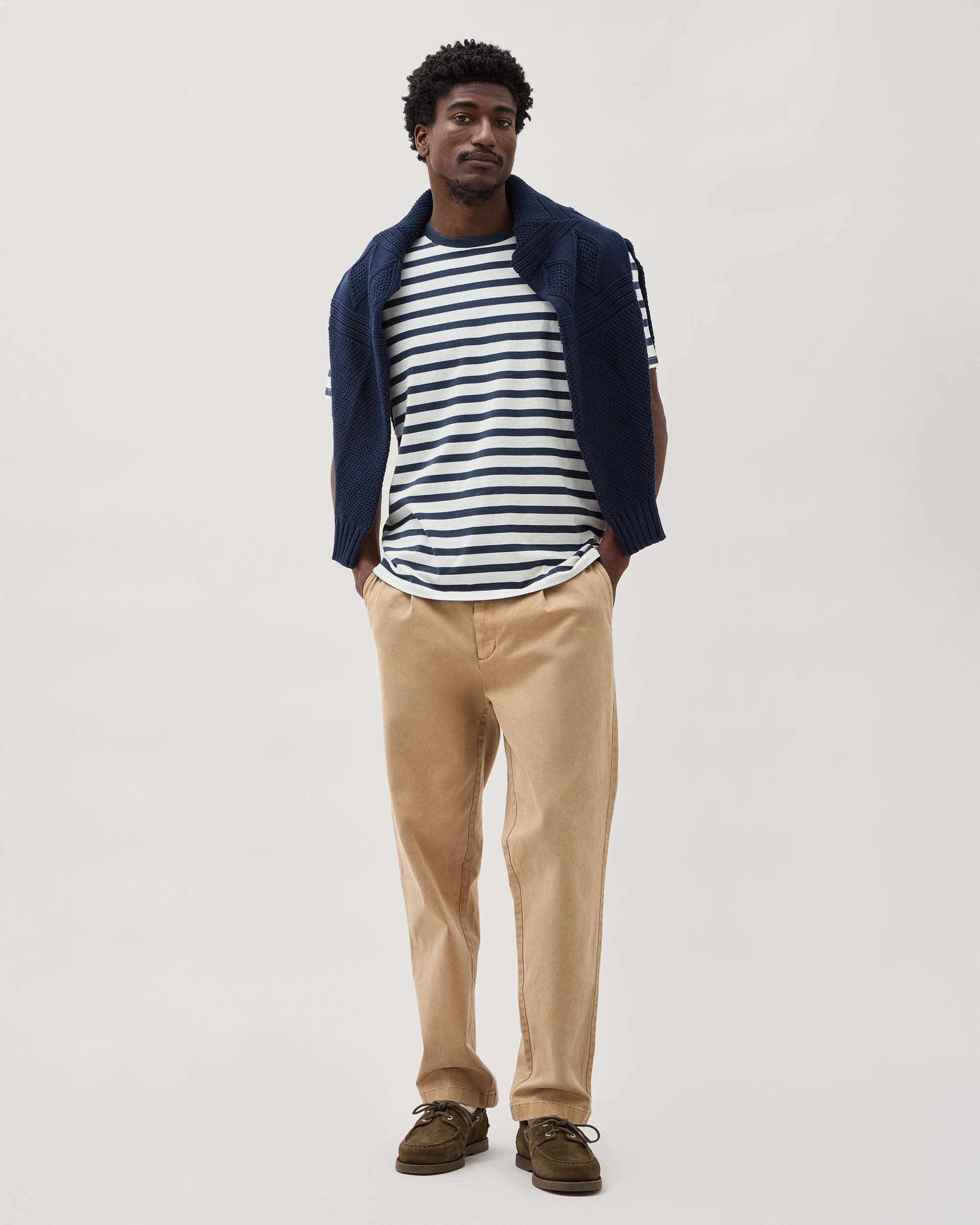 Richer Poorer - Mens Short Sleeve Stripe Pima Tee - Nautical Stripe -