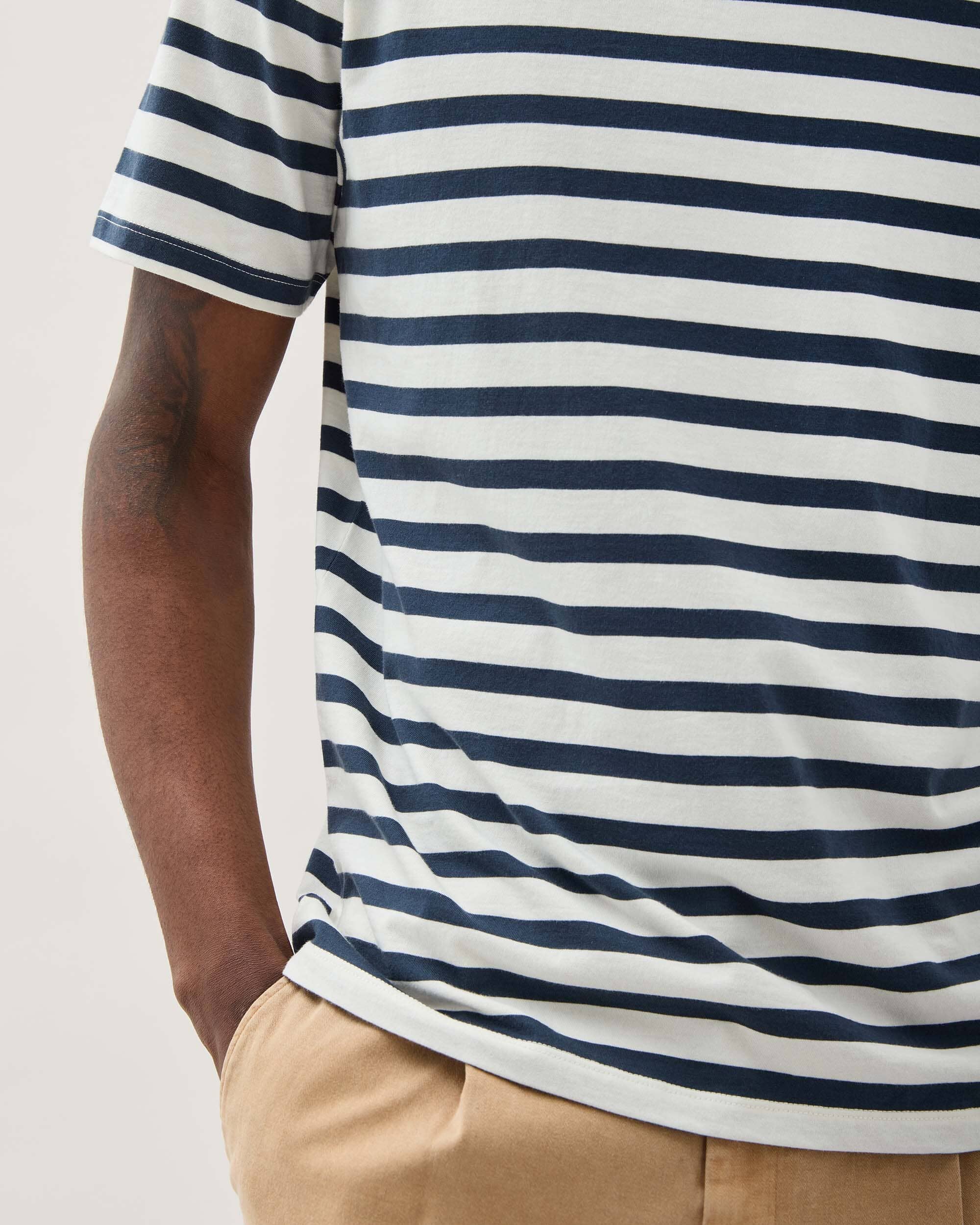 Richer Poorer - Mens Short Sleeve Stripe Pima Tee - Nautical Stripe -
