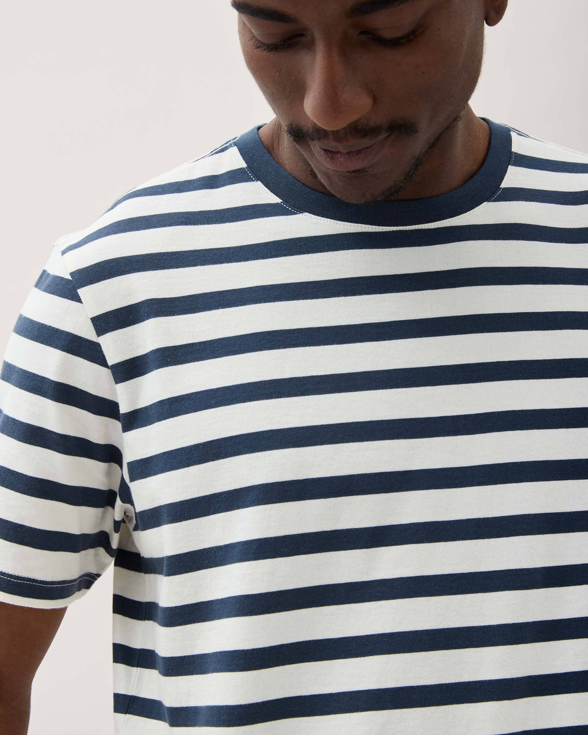 Richer Poorer - Mens Short Sleeve Stripe Pima Tee - Nautical Stripe -