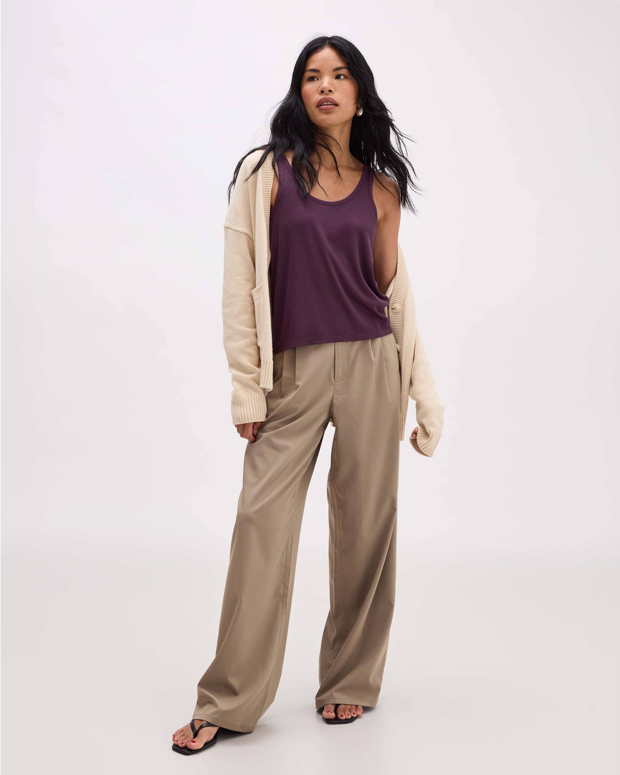 Richer Poorer - Baby Rib Scoop Tank - Plum Wine -