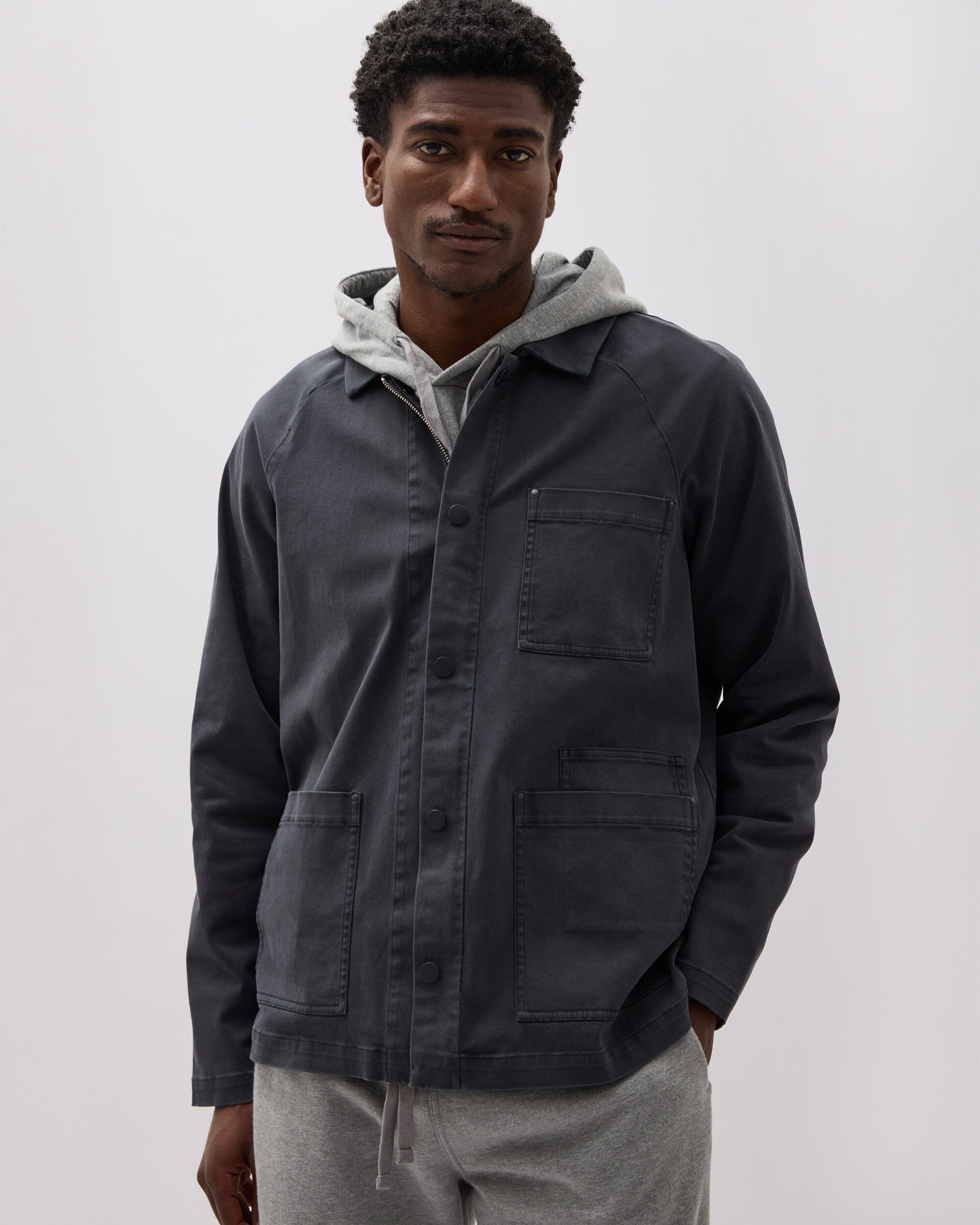 Richer Poorer - Mens Lightweight Chore Coat - Black - BLACK
