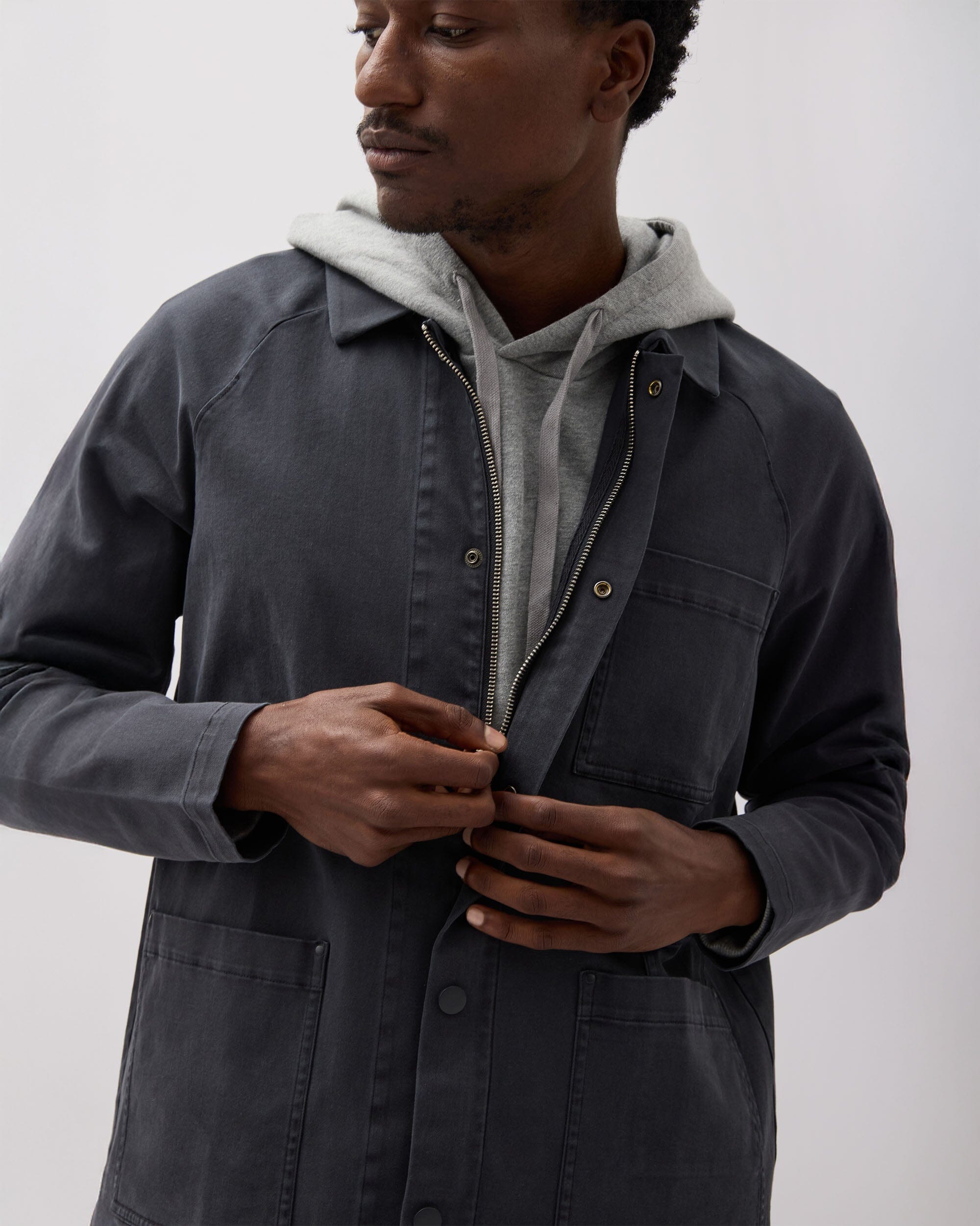Richer Poorer - Mens Lightweight Chore Coat - Black -