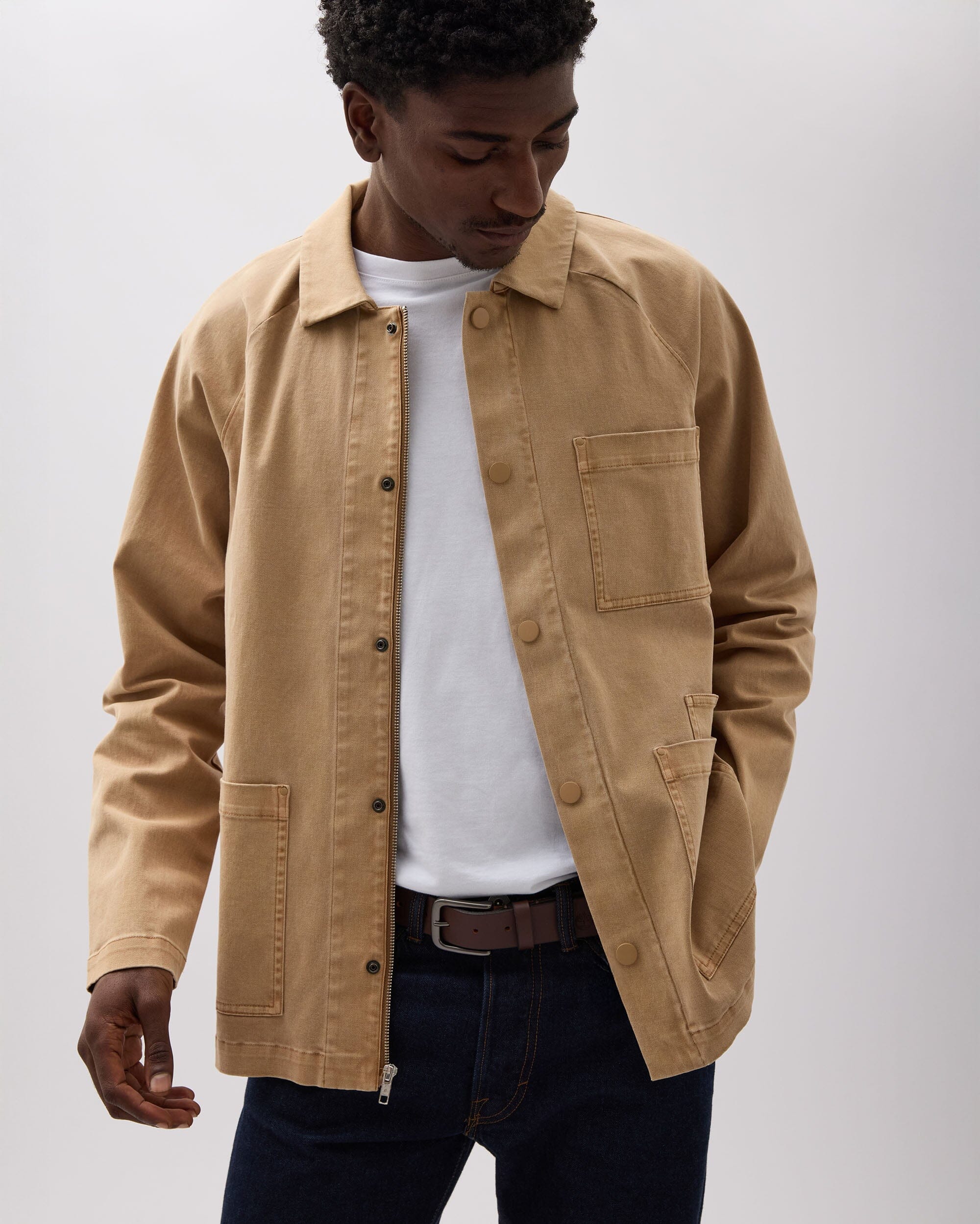 Richer Poorer - Mens Lightweight Chore Coat - Khaki -