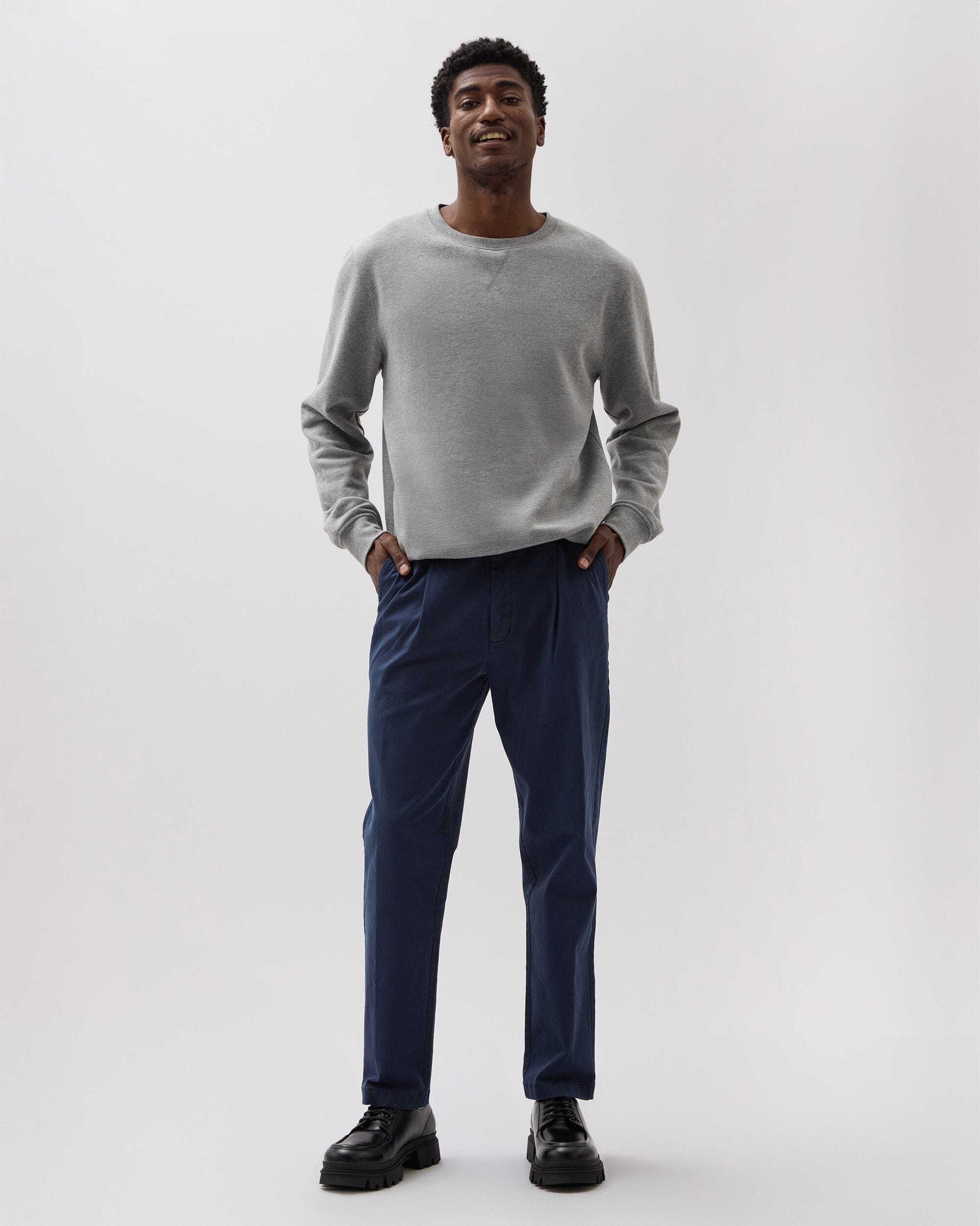 Richer Poorer - Mens Pleated Lightweight Chino - Blue Nights - BLUE NIGHTS