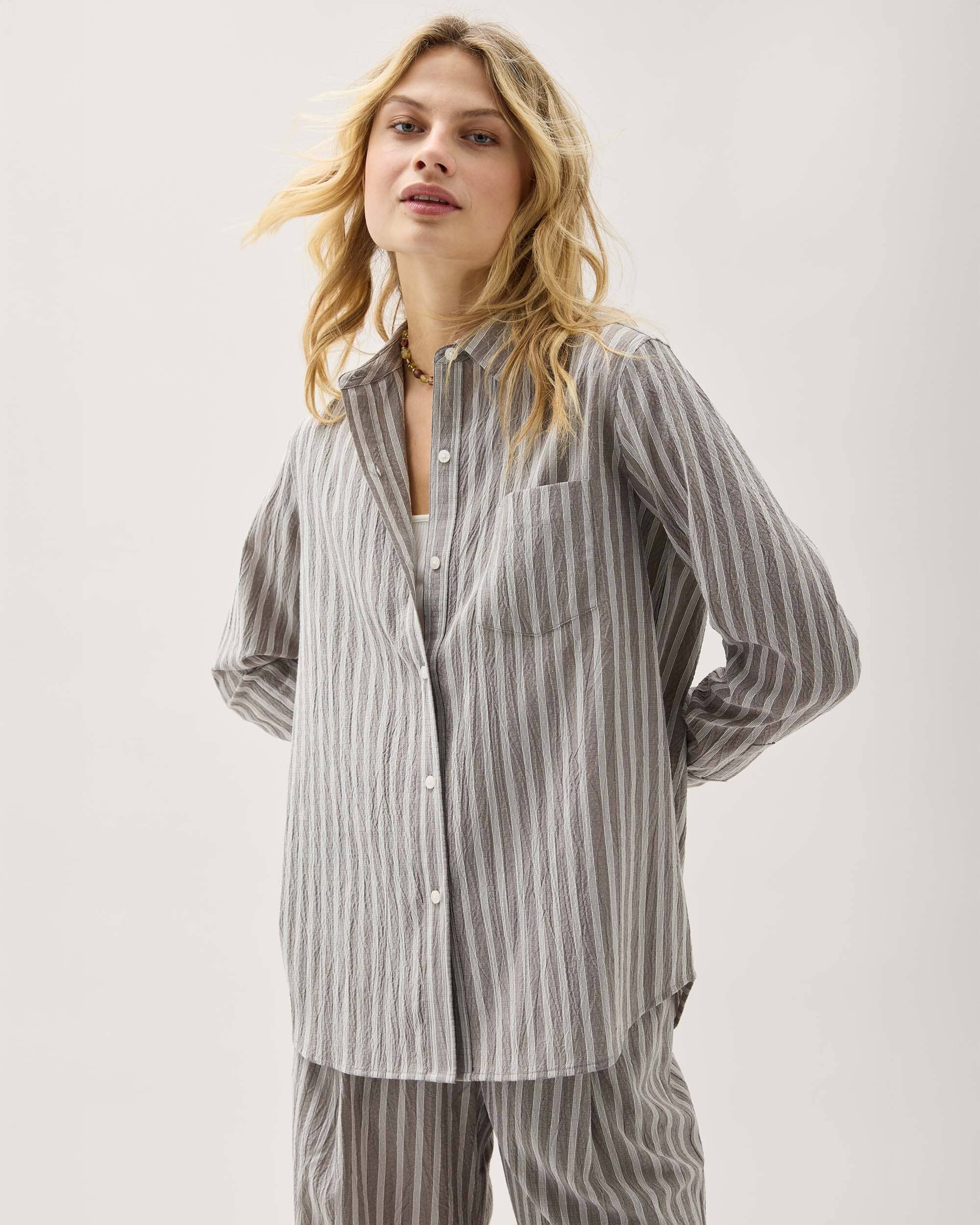 Richer Poorer - Palermo Button Up - Black Stripe - BLACK WHITE STRIPE