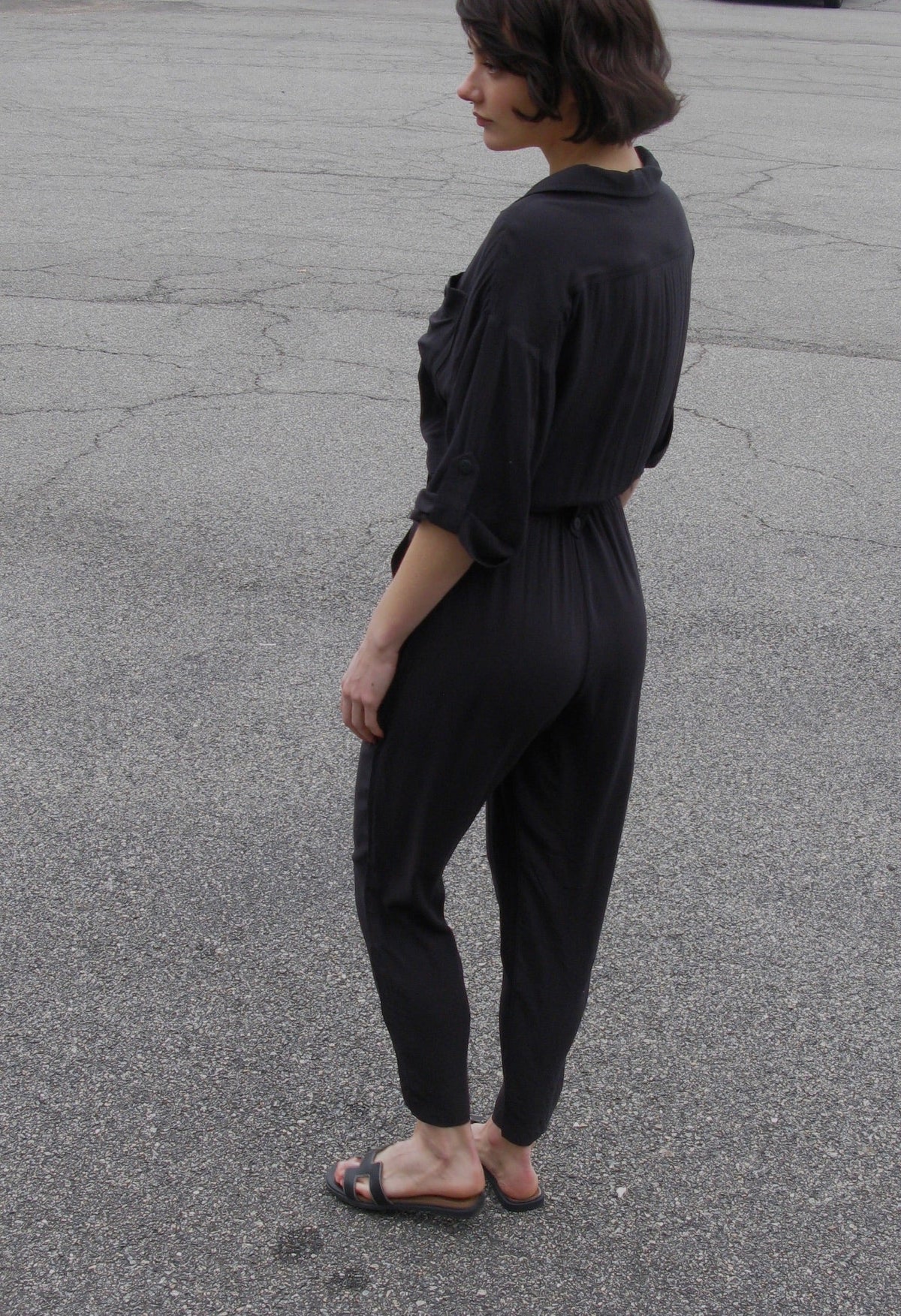 NA NIN - Johnny Sandwashed Voile Jumpsuit - Onyx -