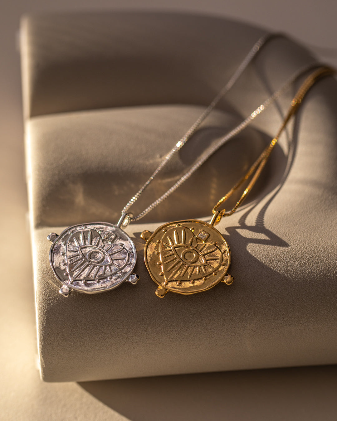 Luv Aj - Evil Eye Double Coin Necklace- Silver -