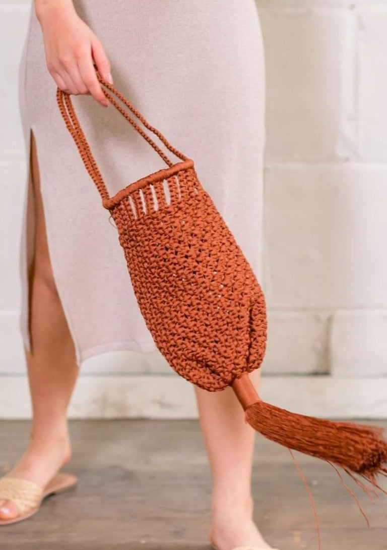 salt + umber - Lauren Silk Woven Tassle Bag -