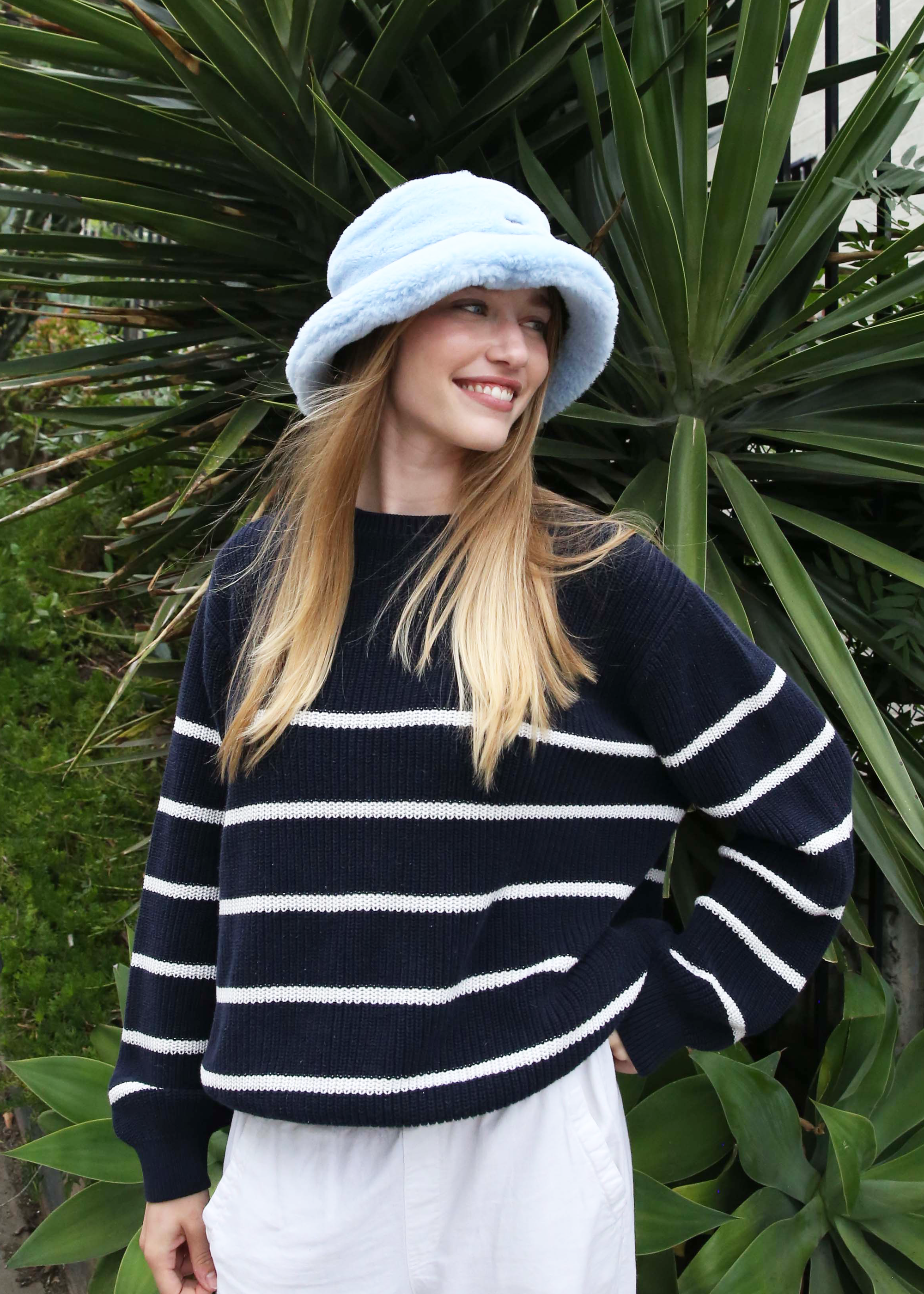 Ganni - Recycled Tech Bucket Hat Fur - Light Blue Vintage -