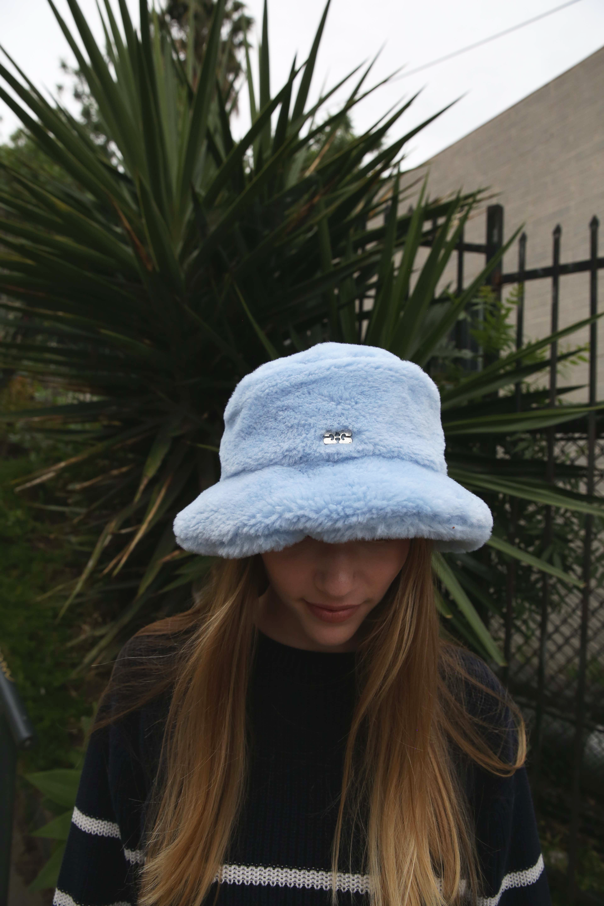 Ganni - Recycled Tech Bucket Hat Fur - Light Blue Vintage -