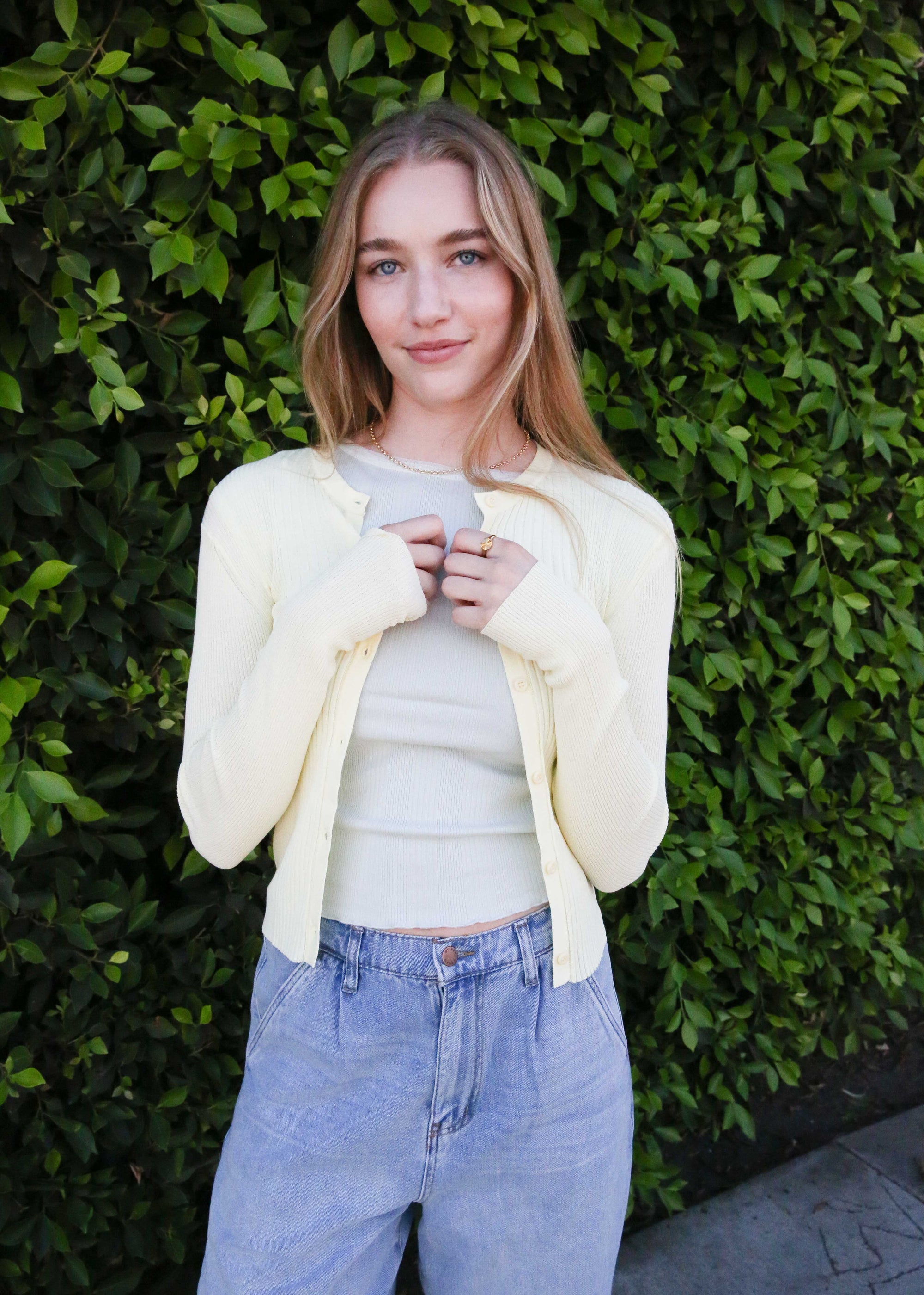 Find Me Now - Ribbed Knit Cardigan - Butter -