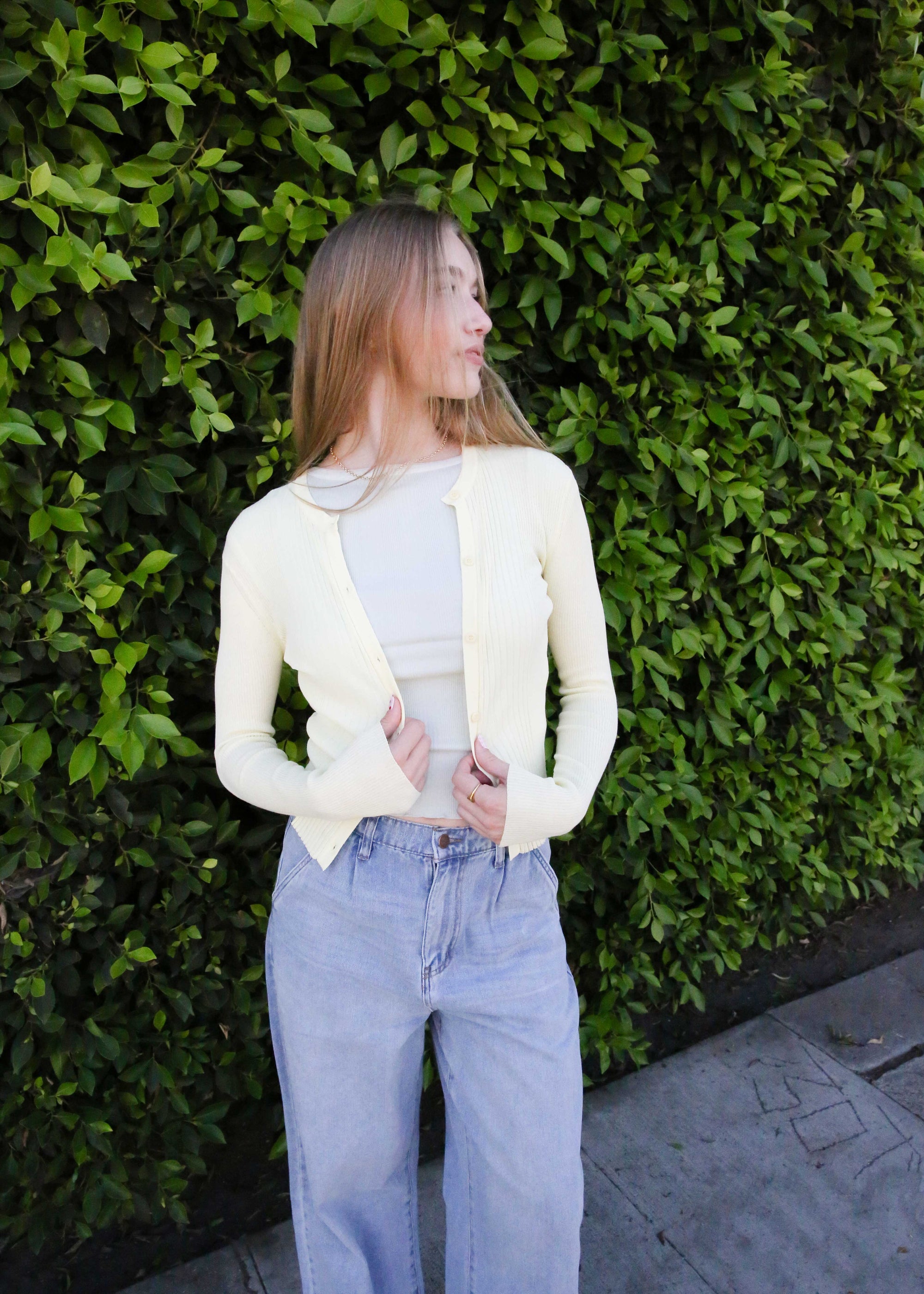 Find Me Now - Ribbed Knit Cardigan - Butter -