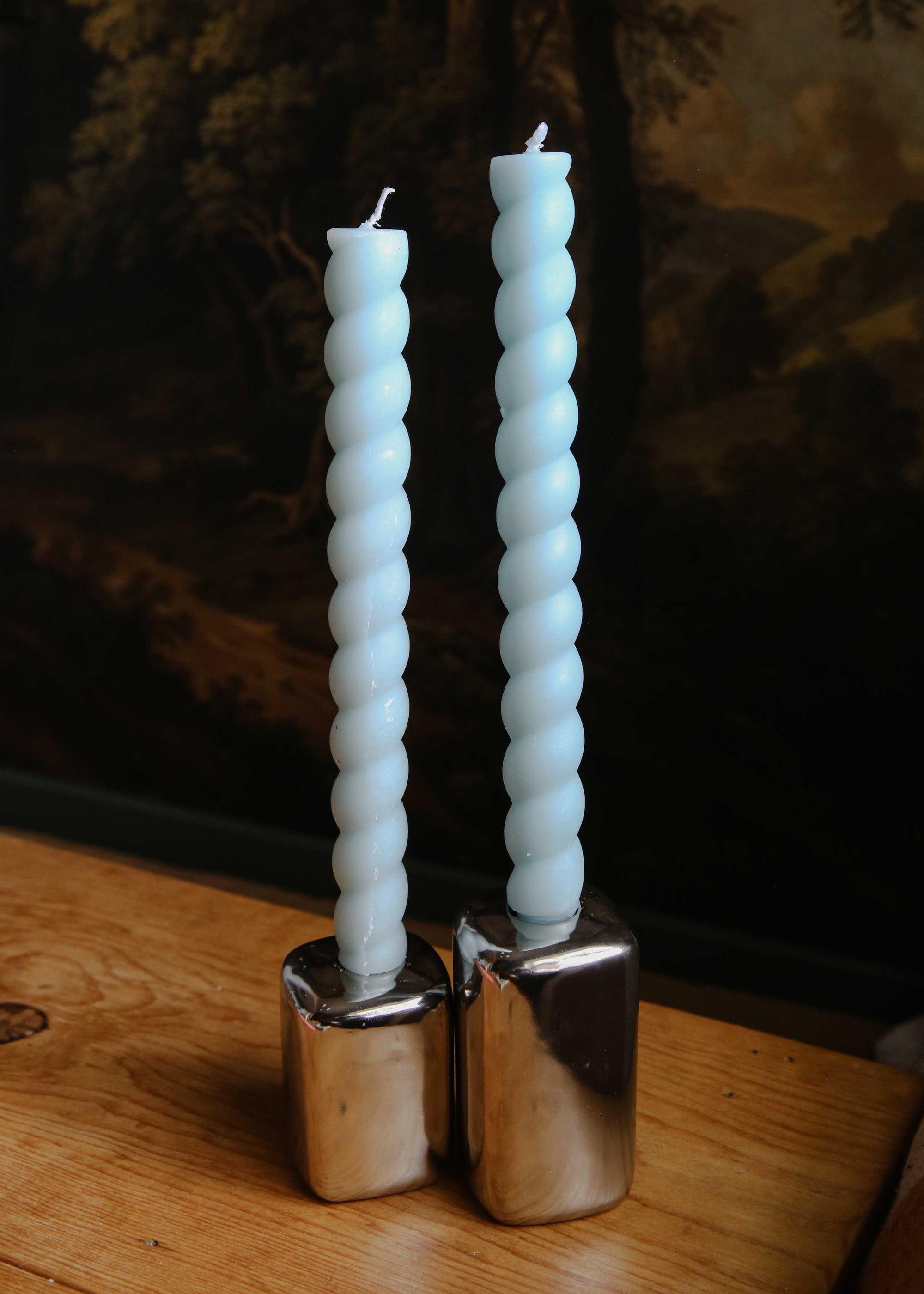 Creative Co. - Twisted Taper Candles Set of 2 - Baby Blue -