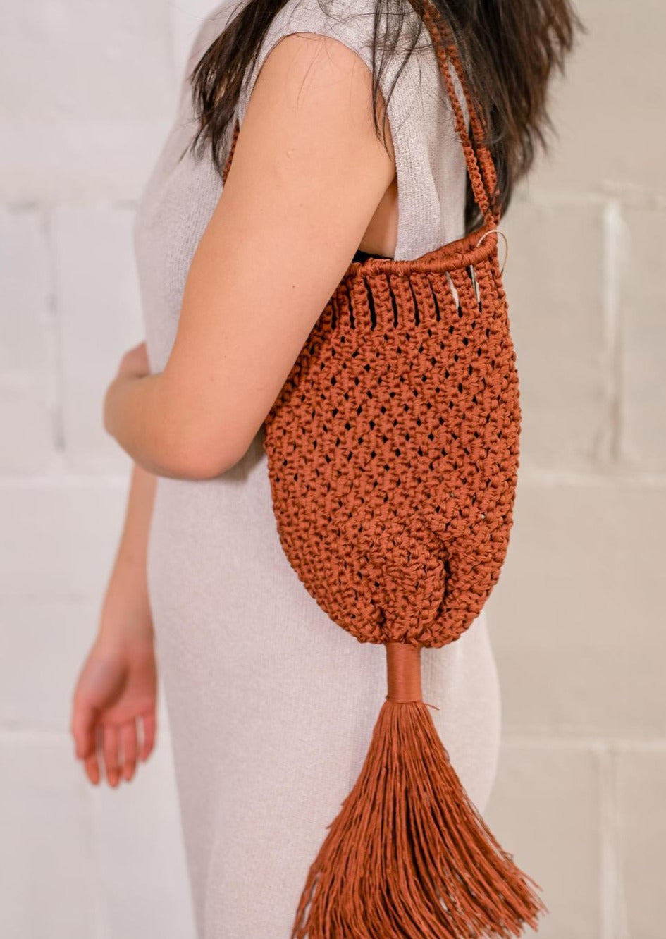 salt + umber - Lauren Silk Woven Tassle Bag -