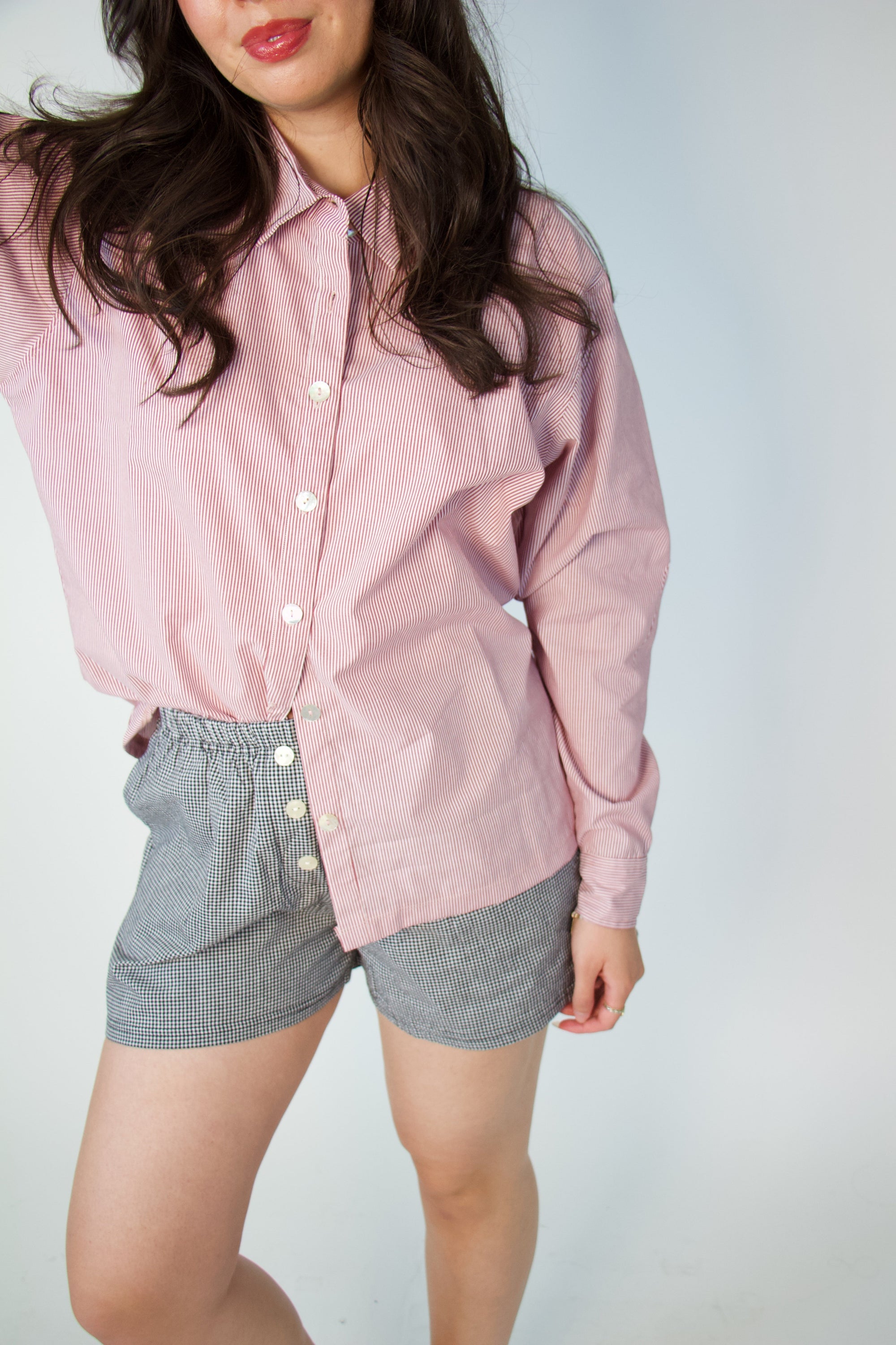 Wildflo Studio - Poplin Shirt Burgundy Pinstripe -