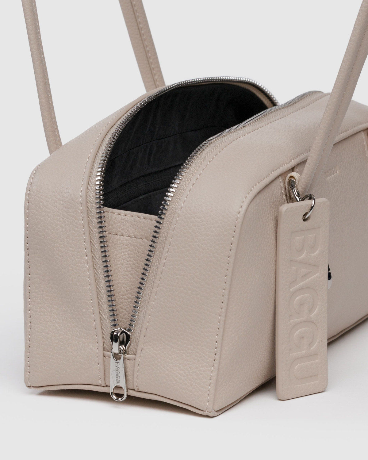 Baggu - Small Recycled Leather Bowler Bag - Stone -