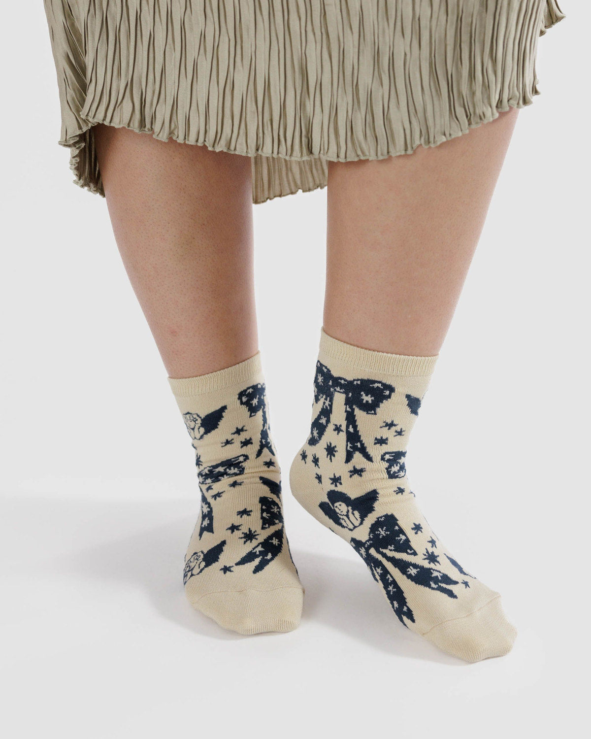 Baggu - Crew Sock - Cherub Bows -