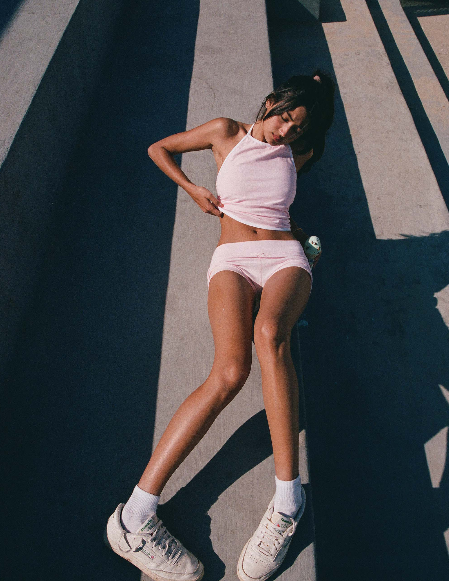 Rat Boi - Lined Contrast Halter Top - Baby Pink -