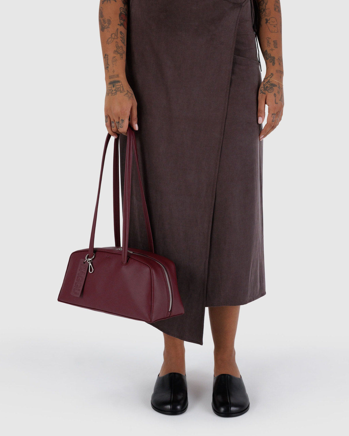 Baggu - Recycled Leather Bowler Bag - Mahogany -