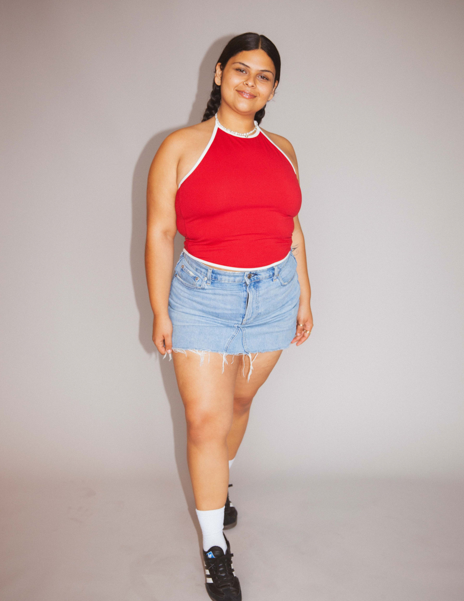 Rat Boi - Lined Contrast Halter Top - Cherry -