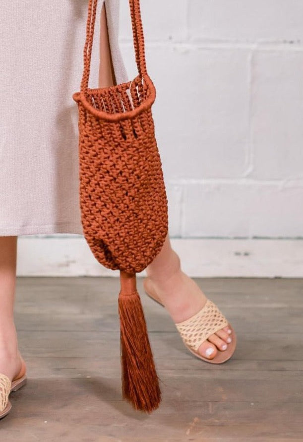 salt + umber - Lauren Silk Woven Tassle Bag -