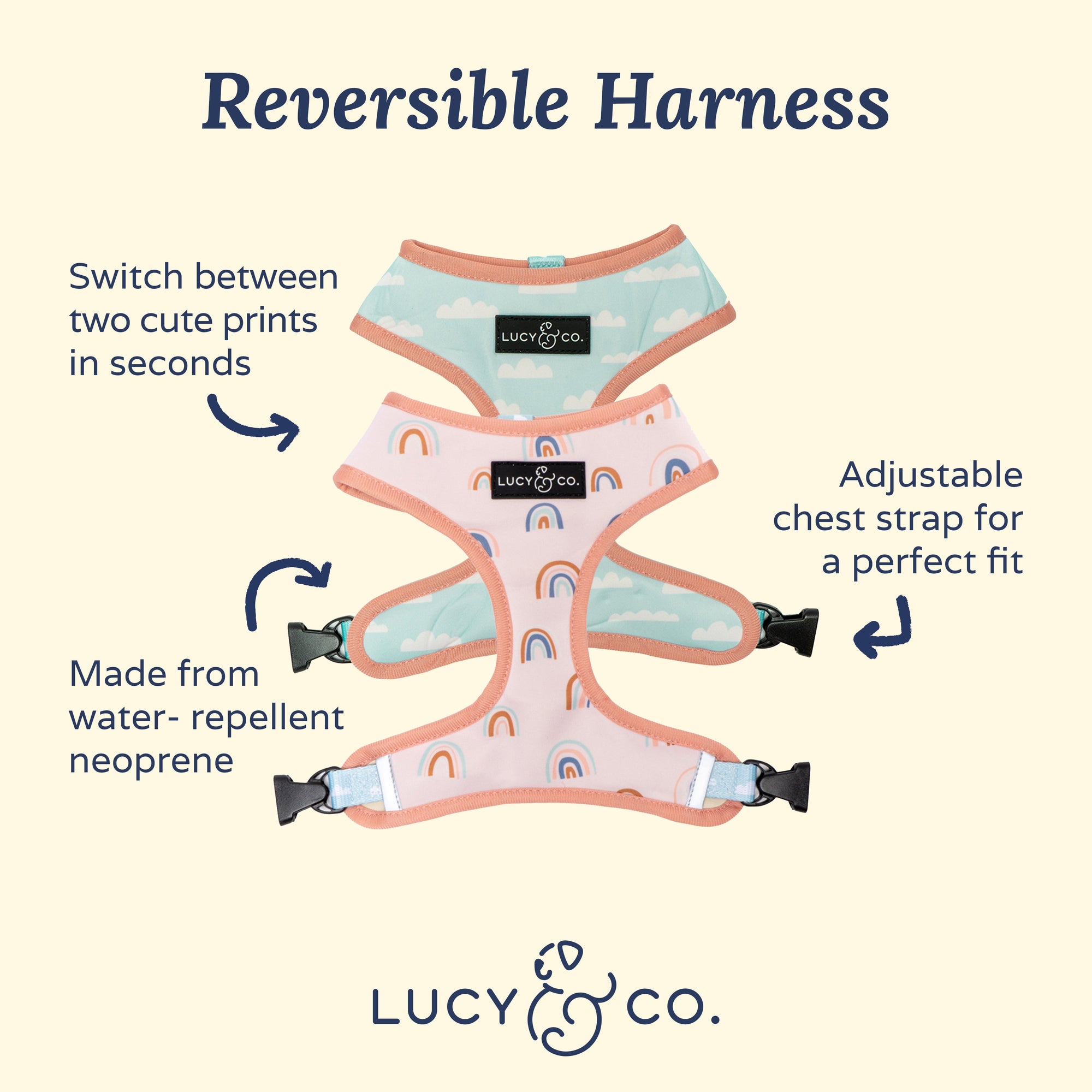 Lucy & Co. - In the Clouds Reversible Harness -