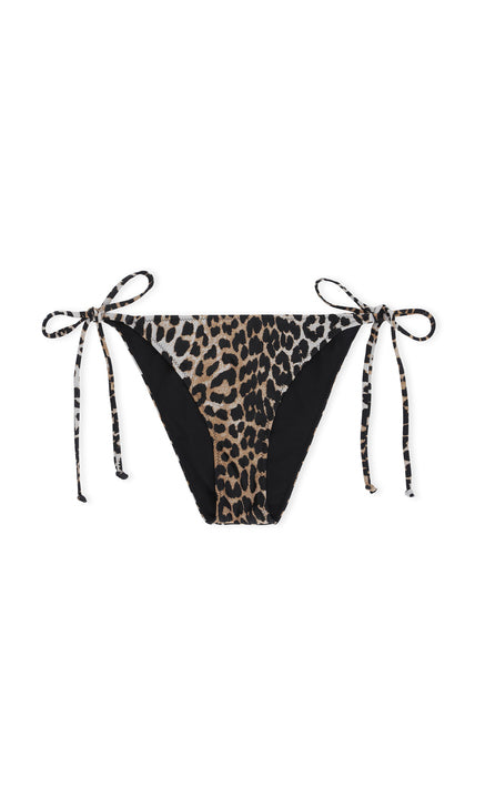 Ganni - Recycled Core Printed String Bikini Briefs - Leopard -